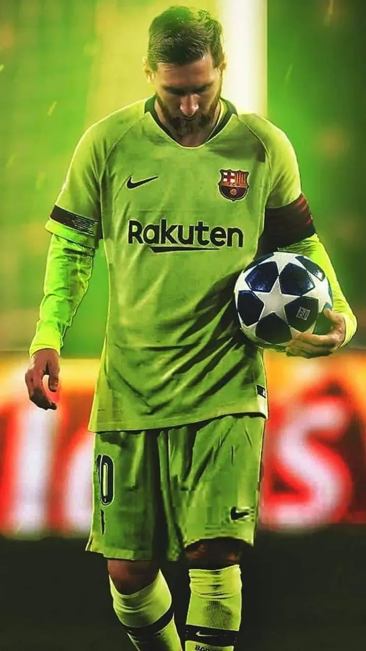 Lionel Messi In Green Colour Jersey HD Mobile Wallpaper