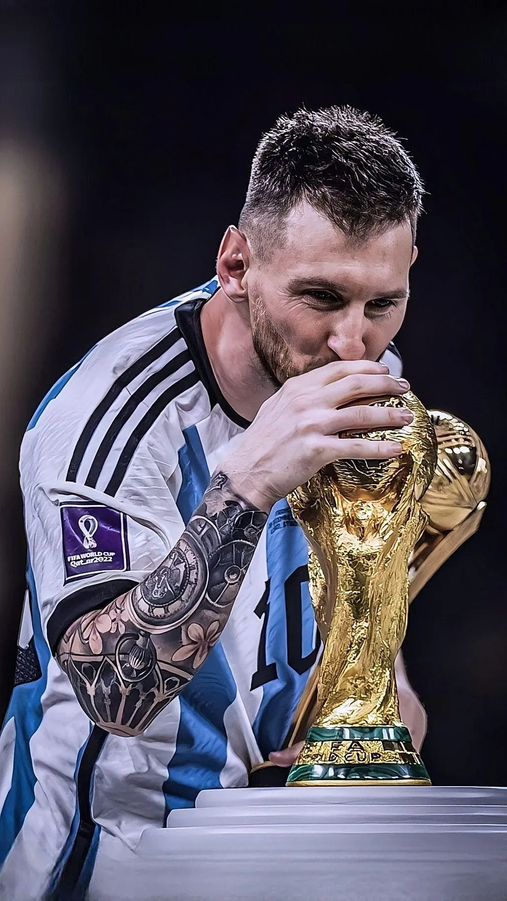 Lionel Messi Kissing Football Trophies Hd Wallpaper For Free