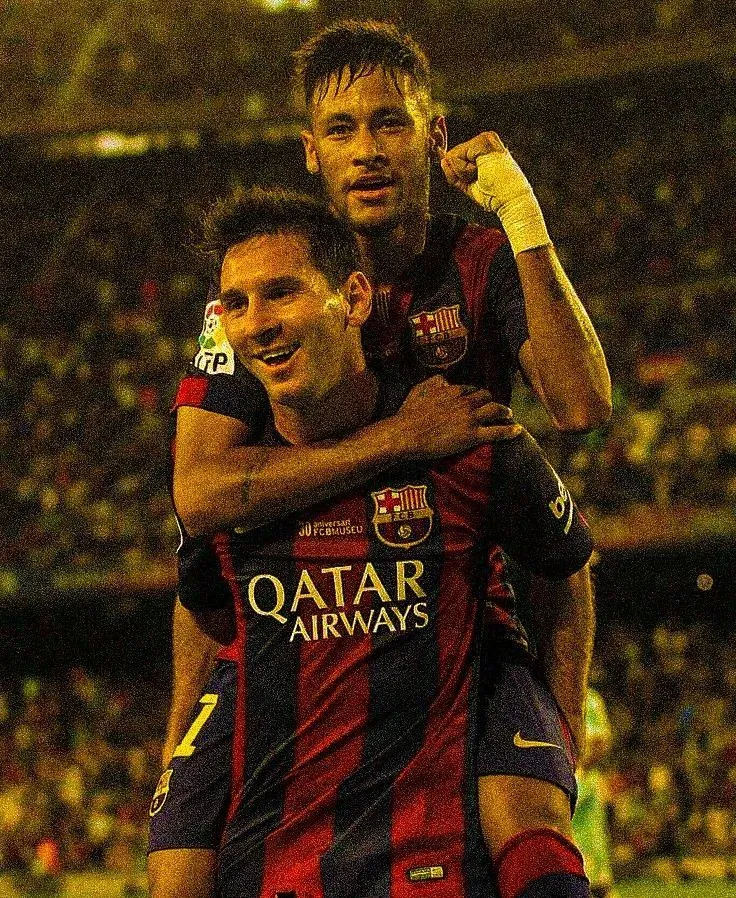Lionel Messi And Neymar Celebrating Aesthetic Free Wallpaper