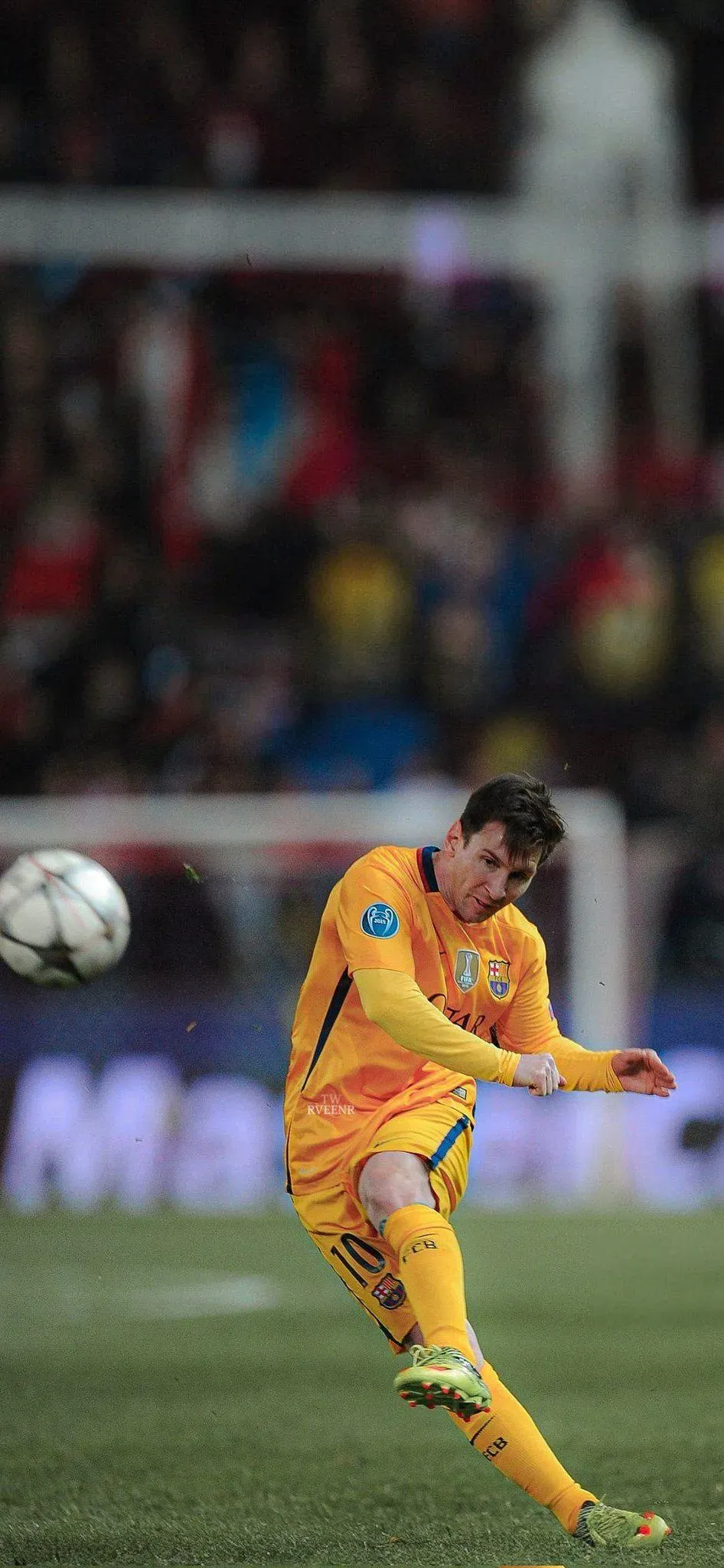 Lionel Messi In Orange Jersey HD Wallpaper Free Download