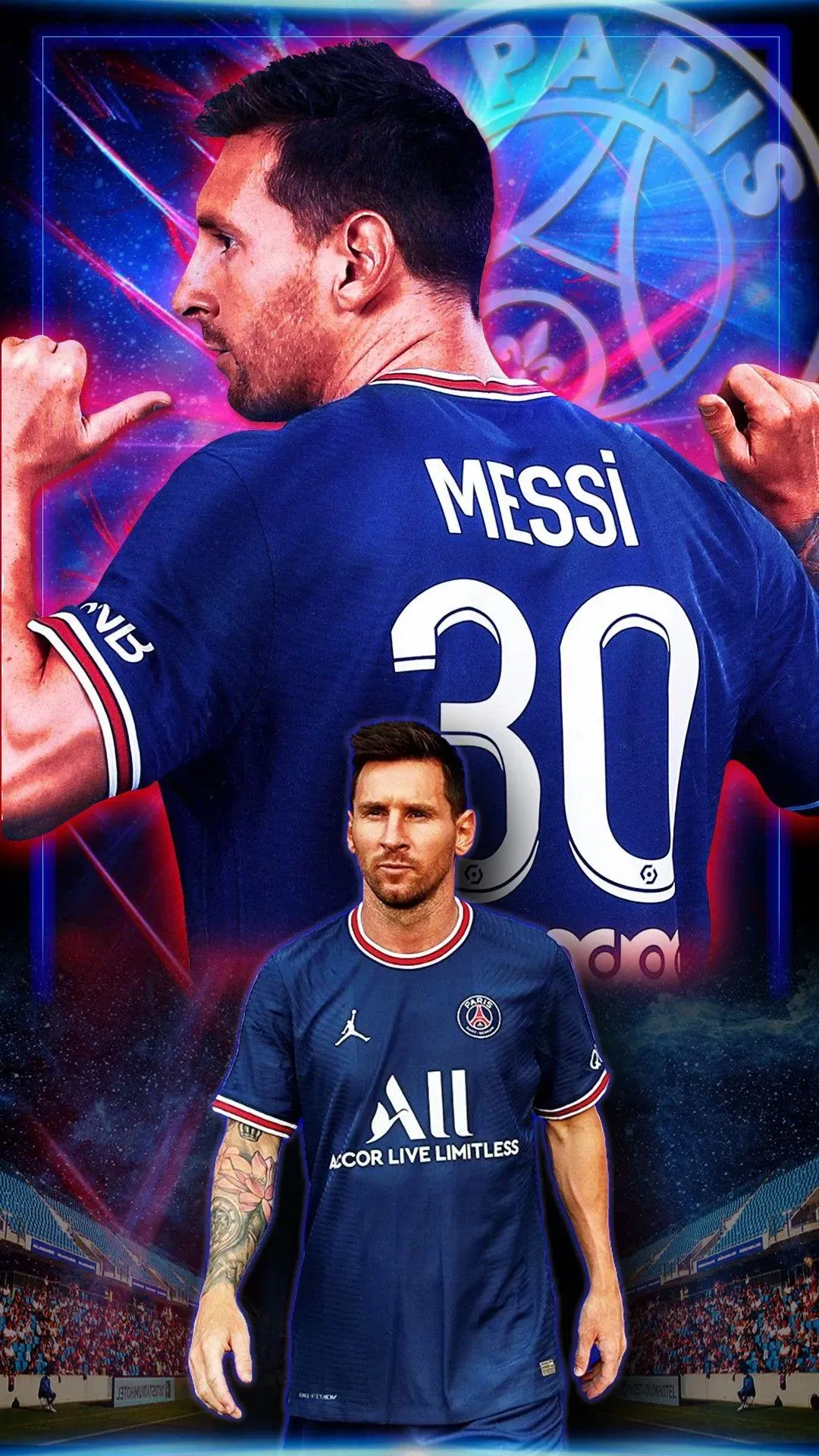 Lionel Messi In Paris With Jersey Number 30 Mobile Wallpaper
