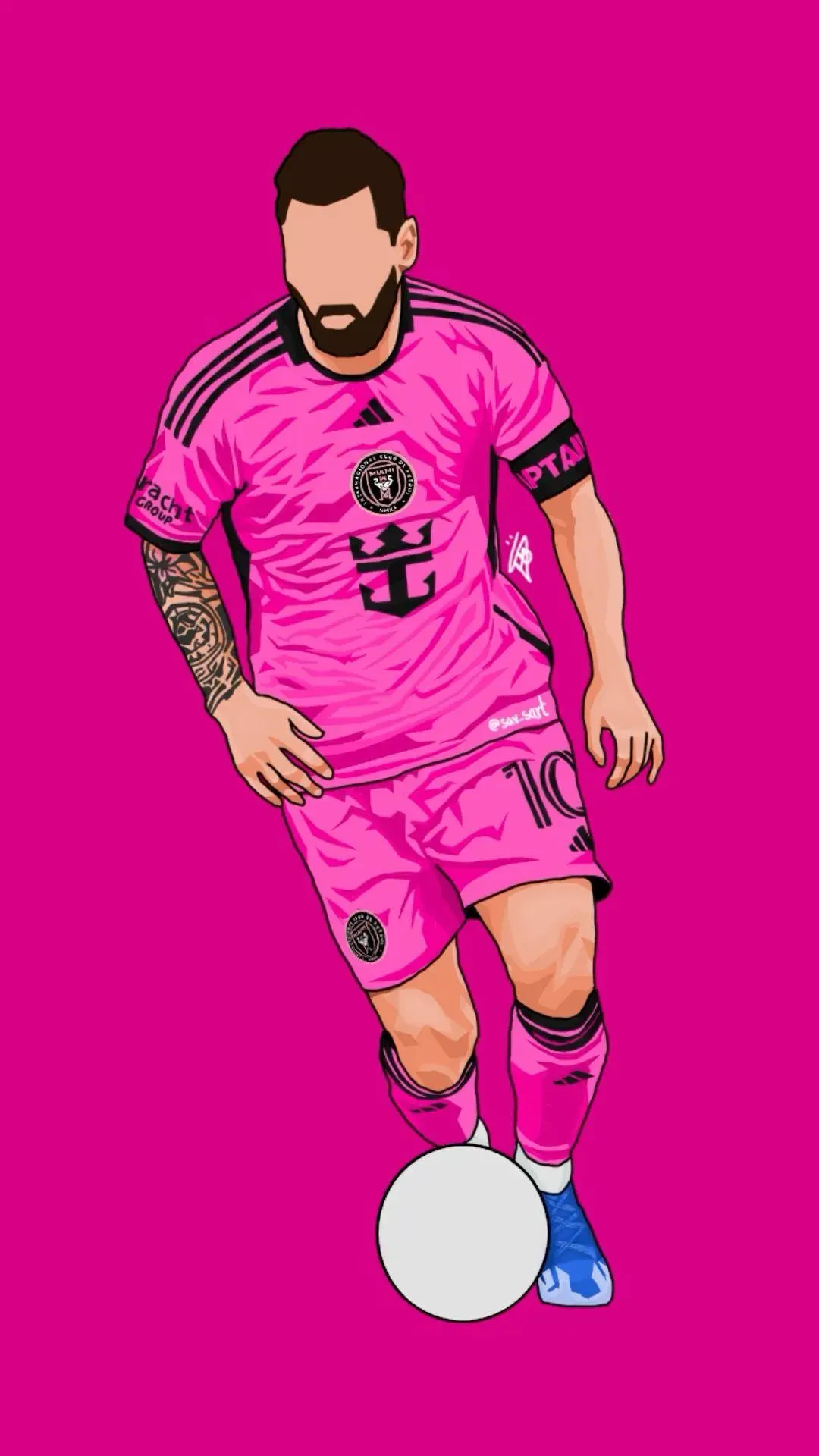 Lionel Messi With A Pink Jersey And Background Hd Wallpaper