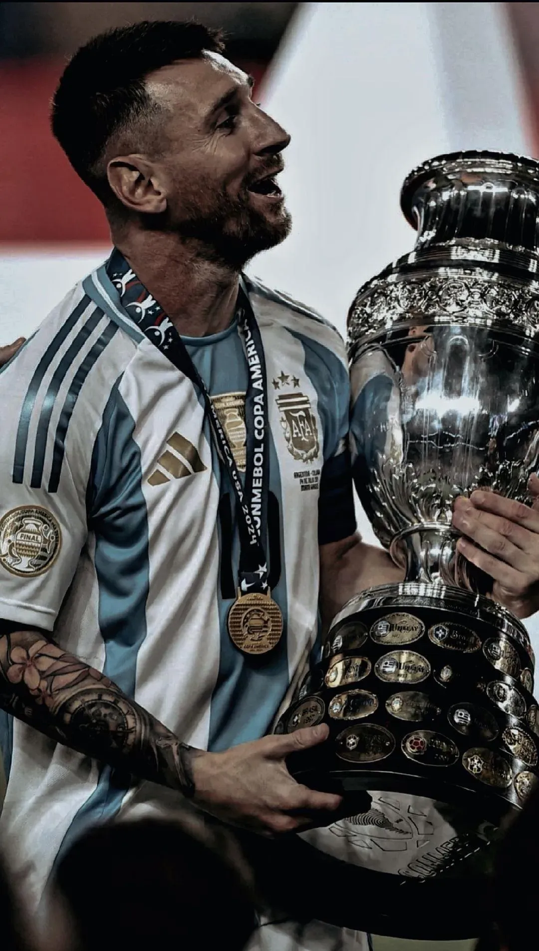 Lionel Messi The Proud Moment With The Silver Trophy Image