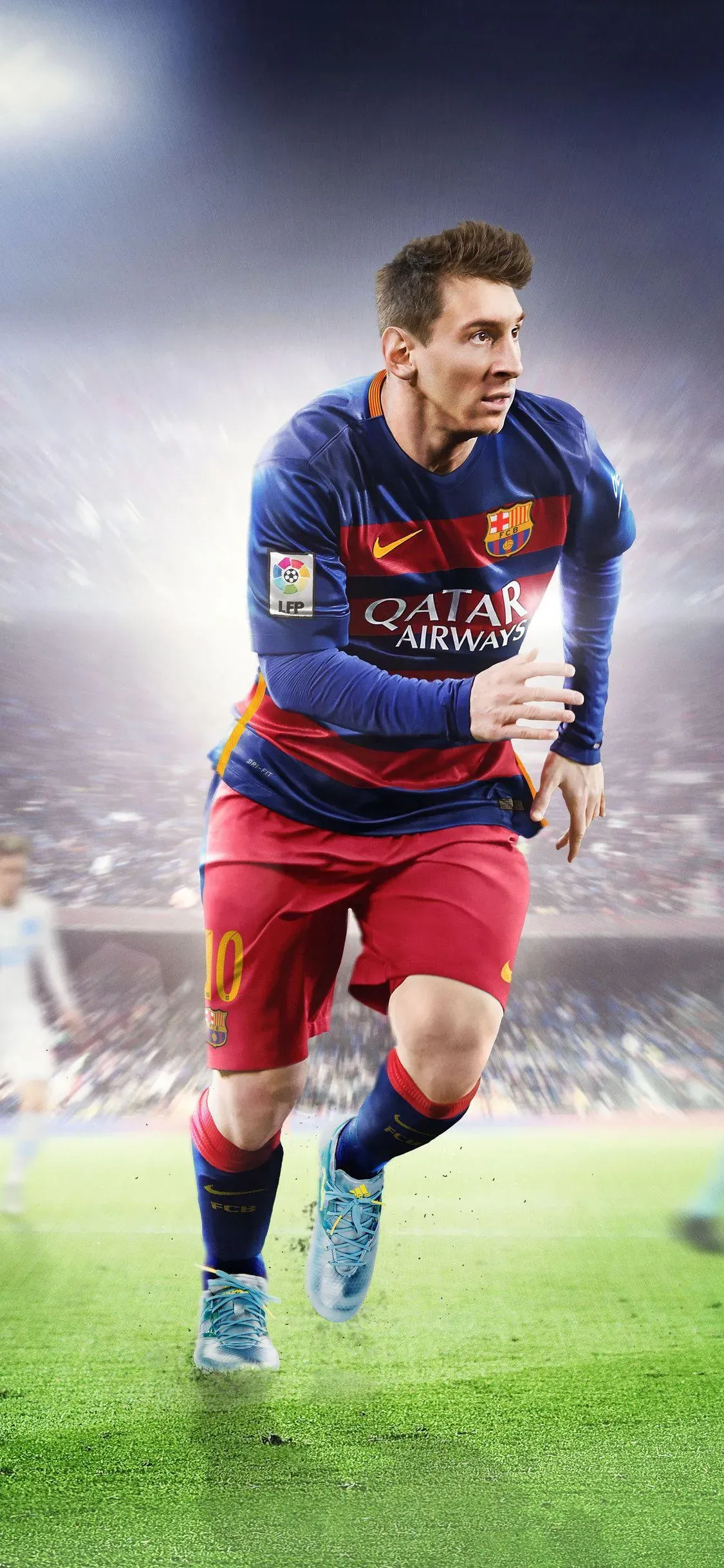 Lionel Messi Running on The Football Ground Hd Wallpaper