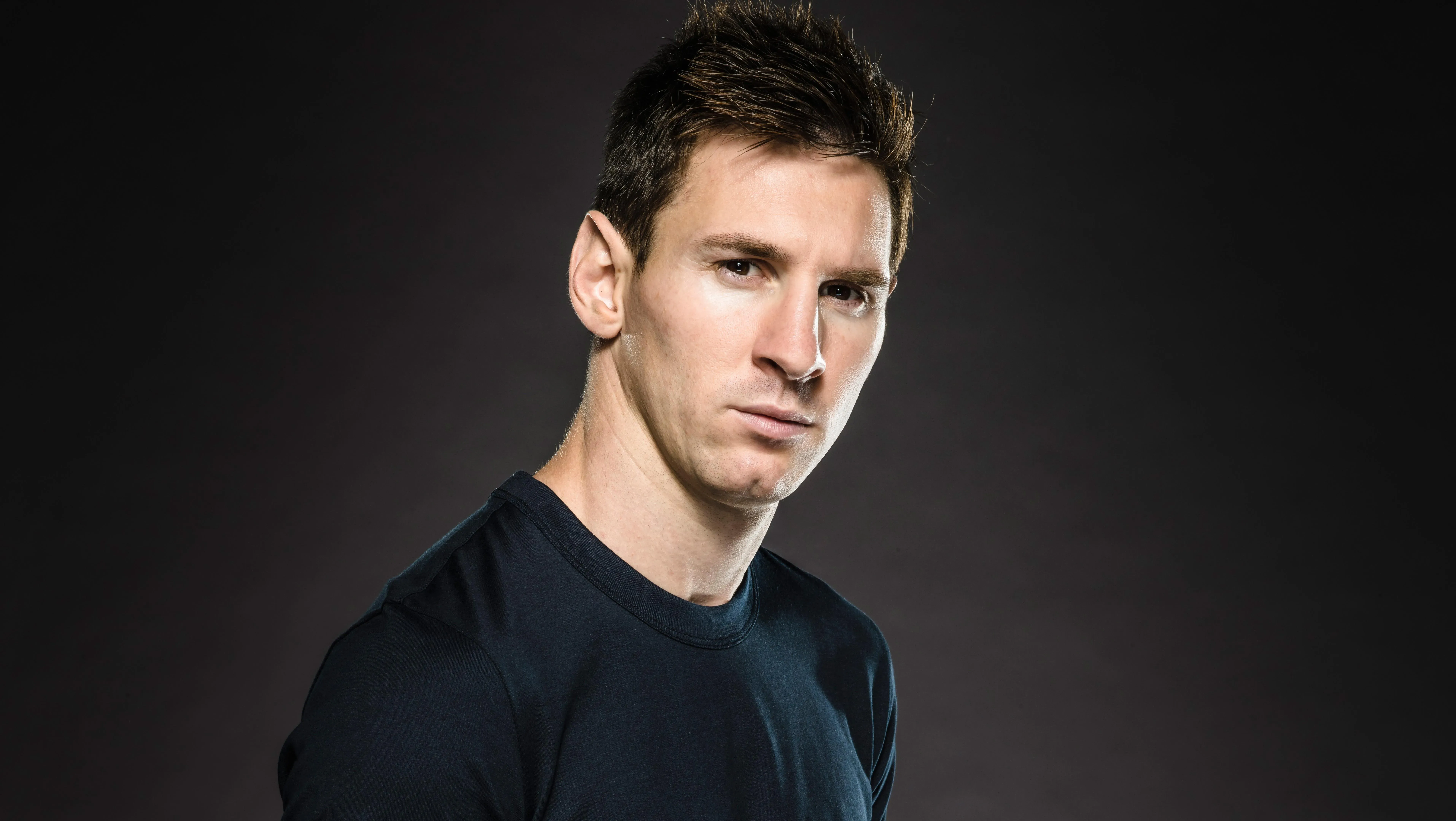 Lionel Messi Young With Black T-Shirt Wallpaper Hd Download
