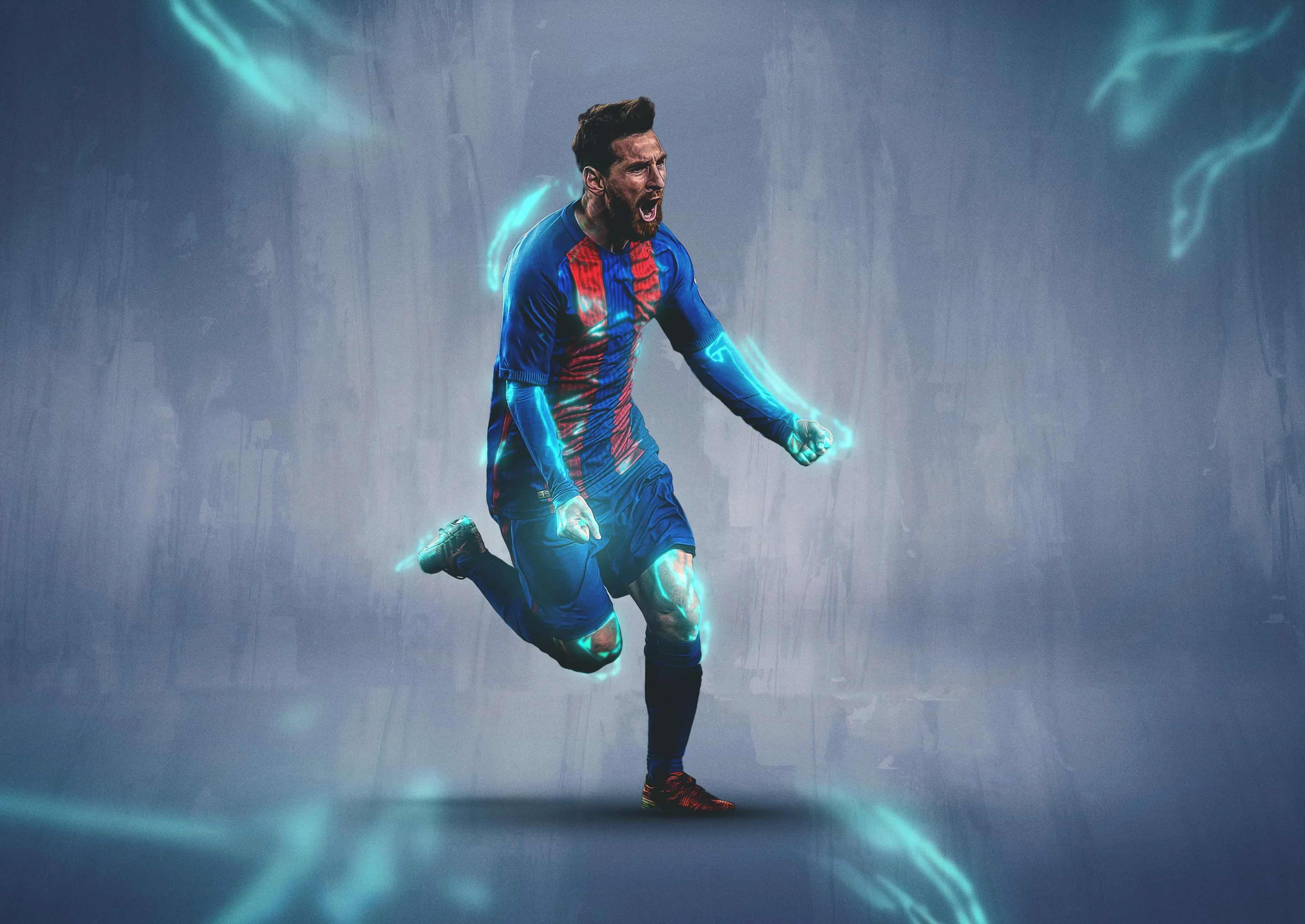 Messi With Argentina Jersey Planning To Shoot A Football