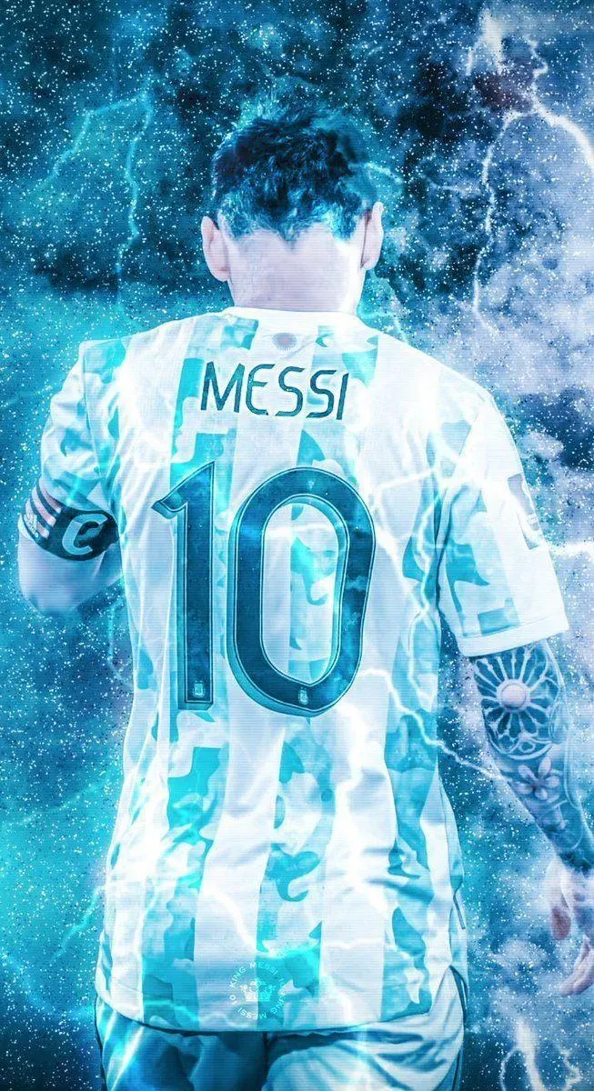 Messi With Glittering Lightning HD Mobile Wallpaper