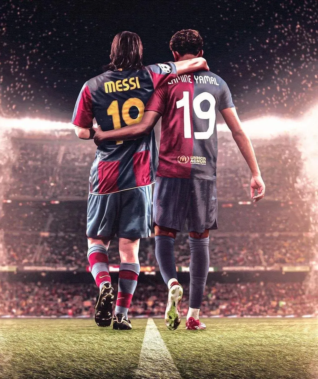 Messi And Lamine Yamal At Fc Barcelona Match HD Wallpaper