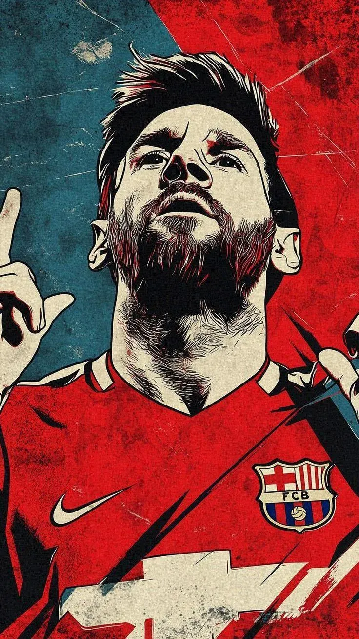 Messi Art Image With Red Colour Background Hd Wallpaper