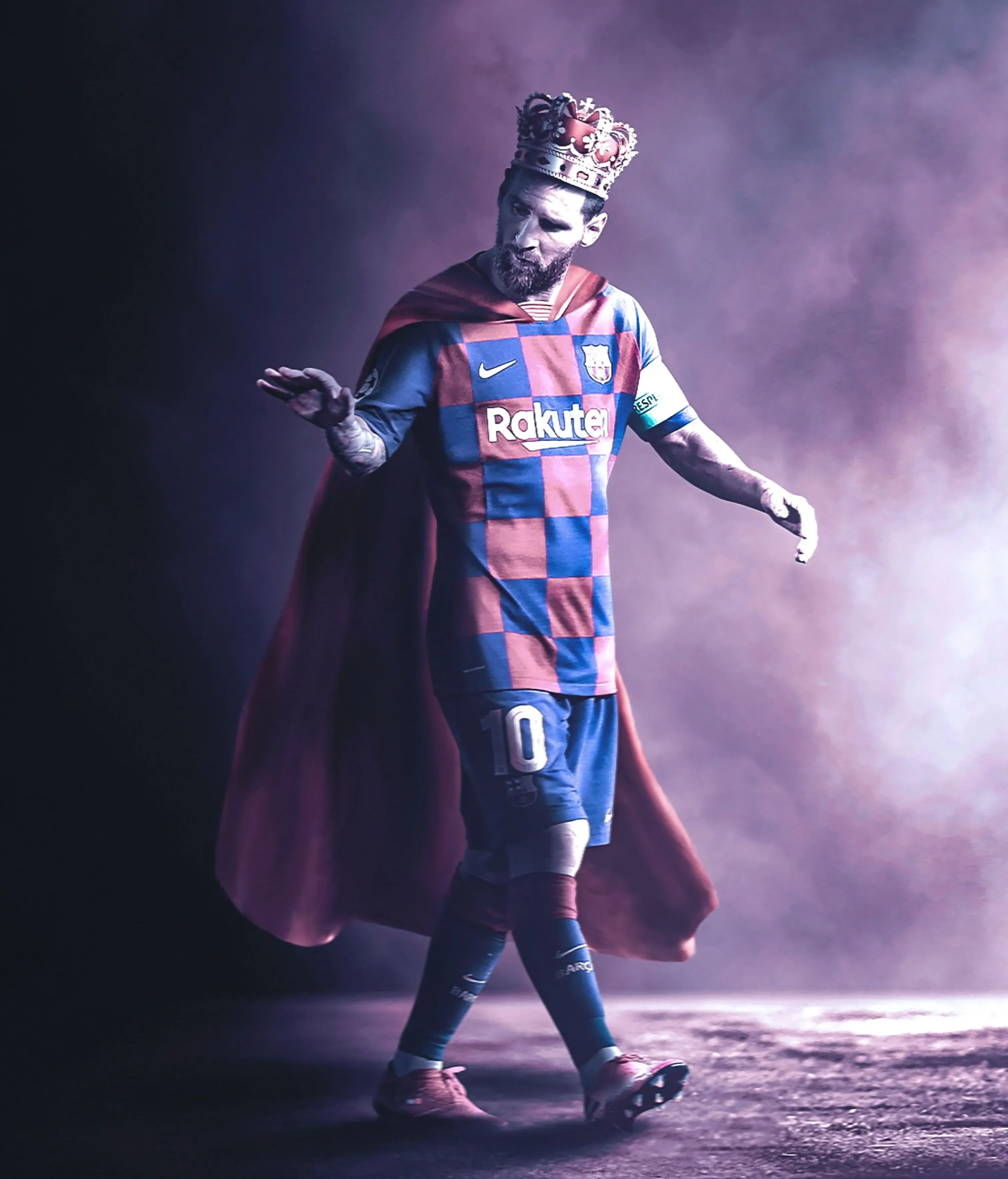 Messi Showing Success Sign on Football Ground Wallpaper