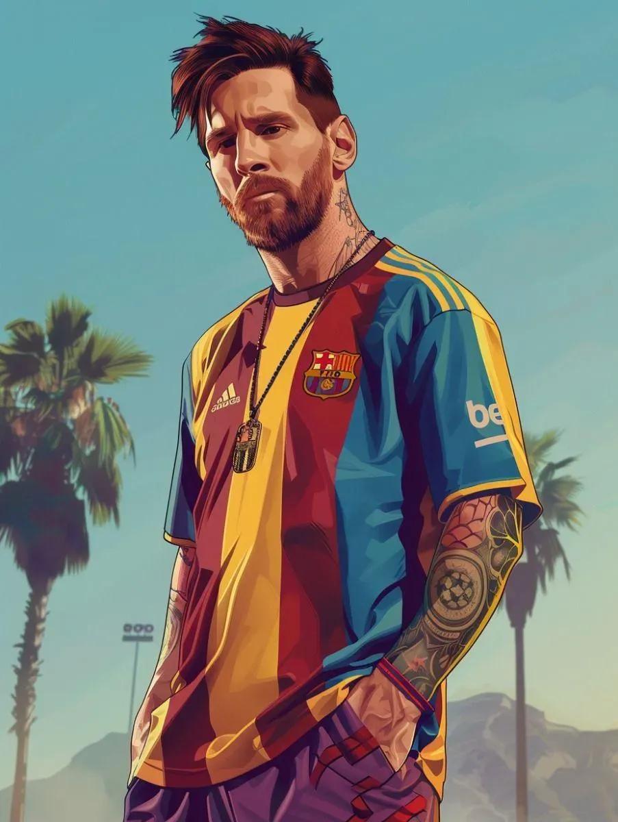 Portrait Art Of Lionel Messi In A Barcelona Jersey Wallpaper