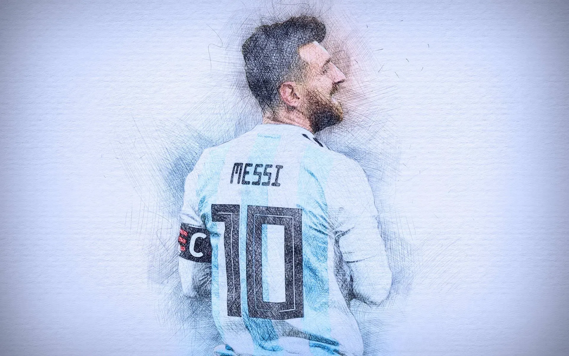 Stylish Paint Work Of Lionel Messi Portrait Free Wallpaper