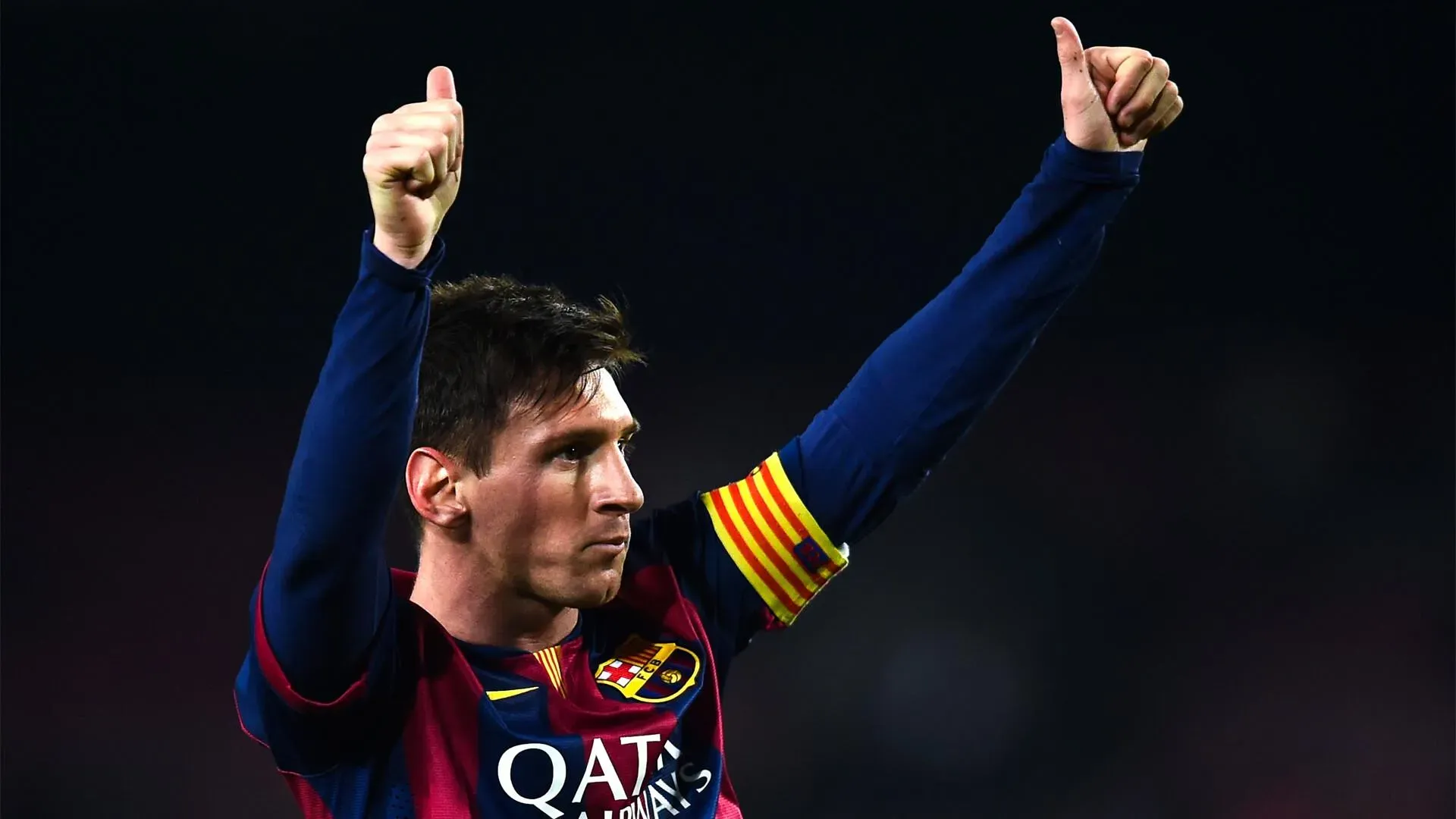 Young Football Player Lionel Messi Showing Thumbs Up Image