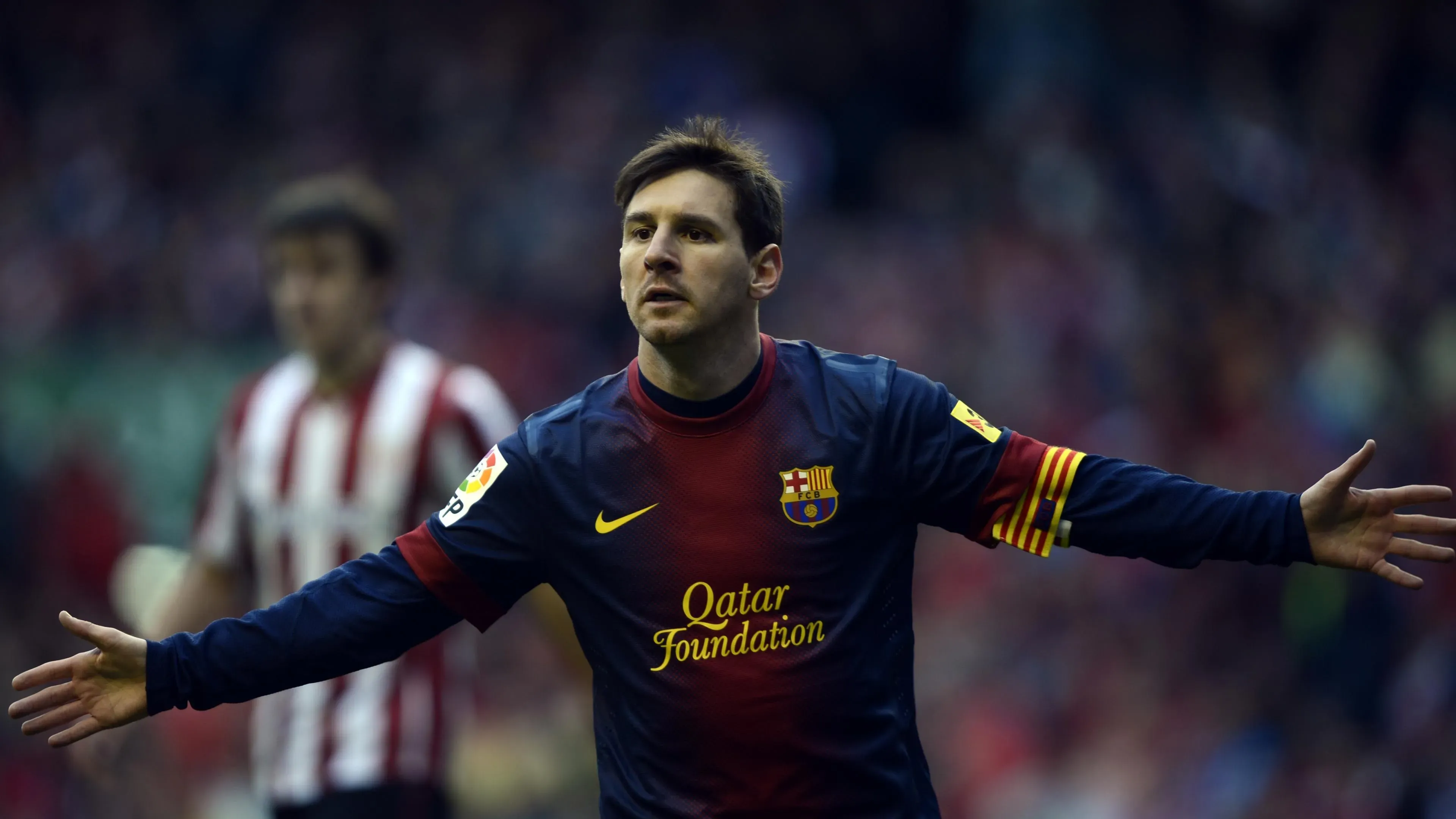 Young Messi Celebrates Scene on The Football Ground Image