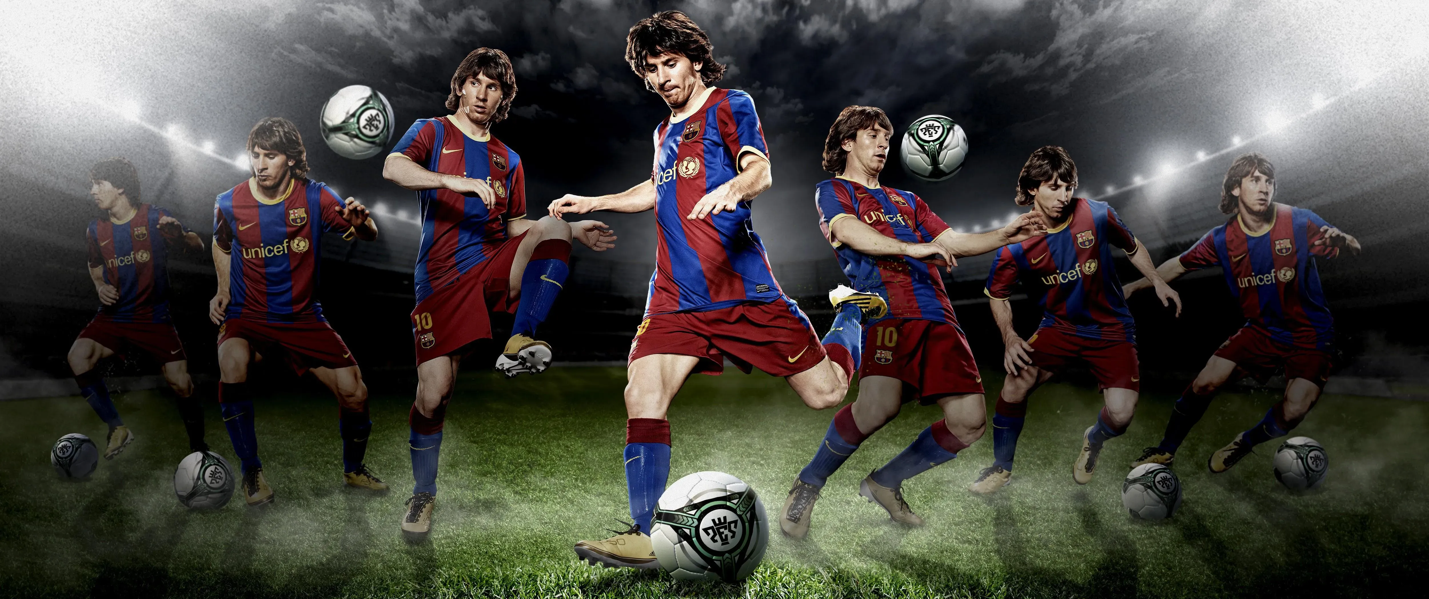 Young Messi In A Football Match Iconic Desktop Wallpaper