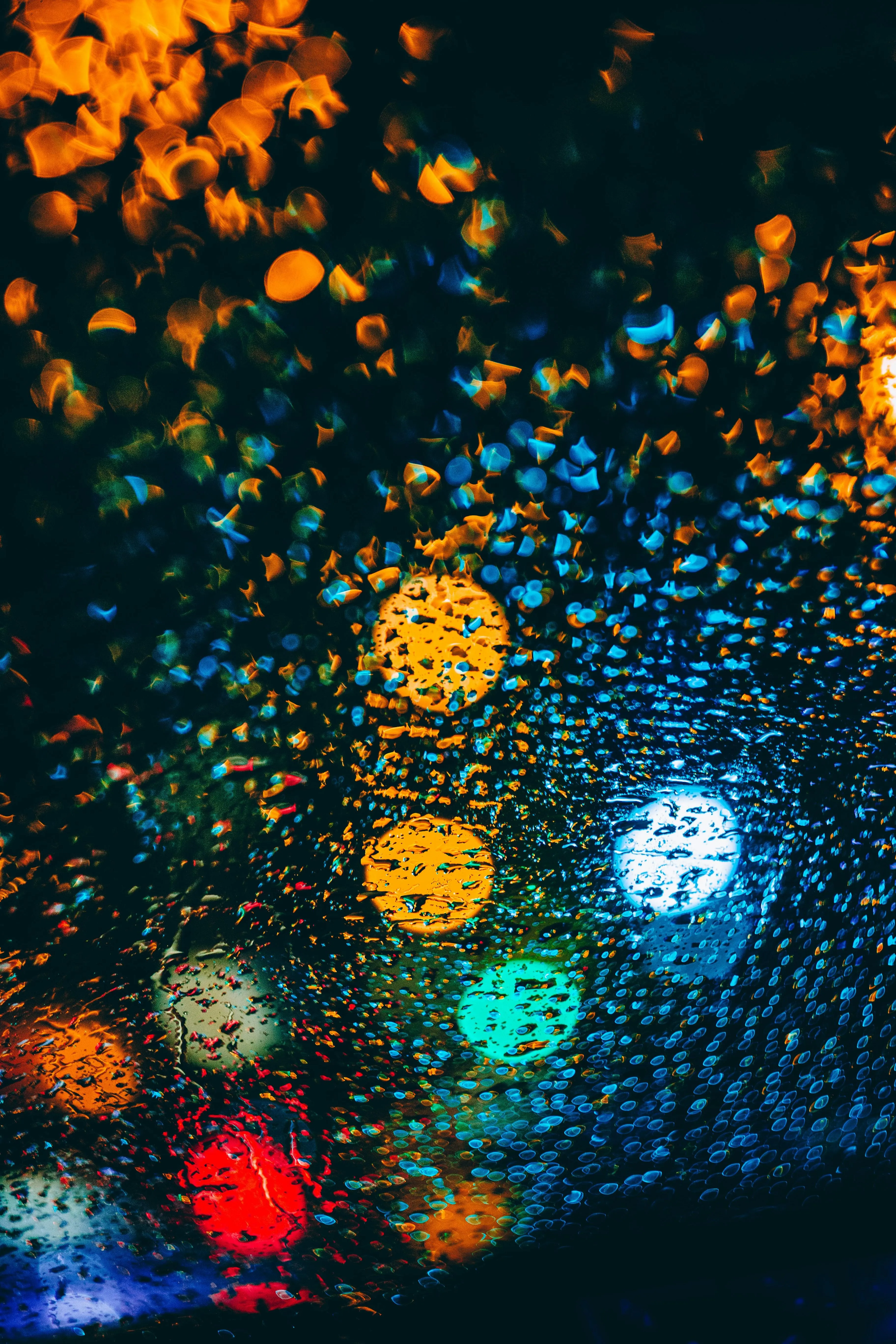 Abstract City Bokeh Lights During Rainy Evening Image