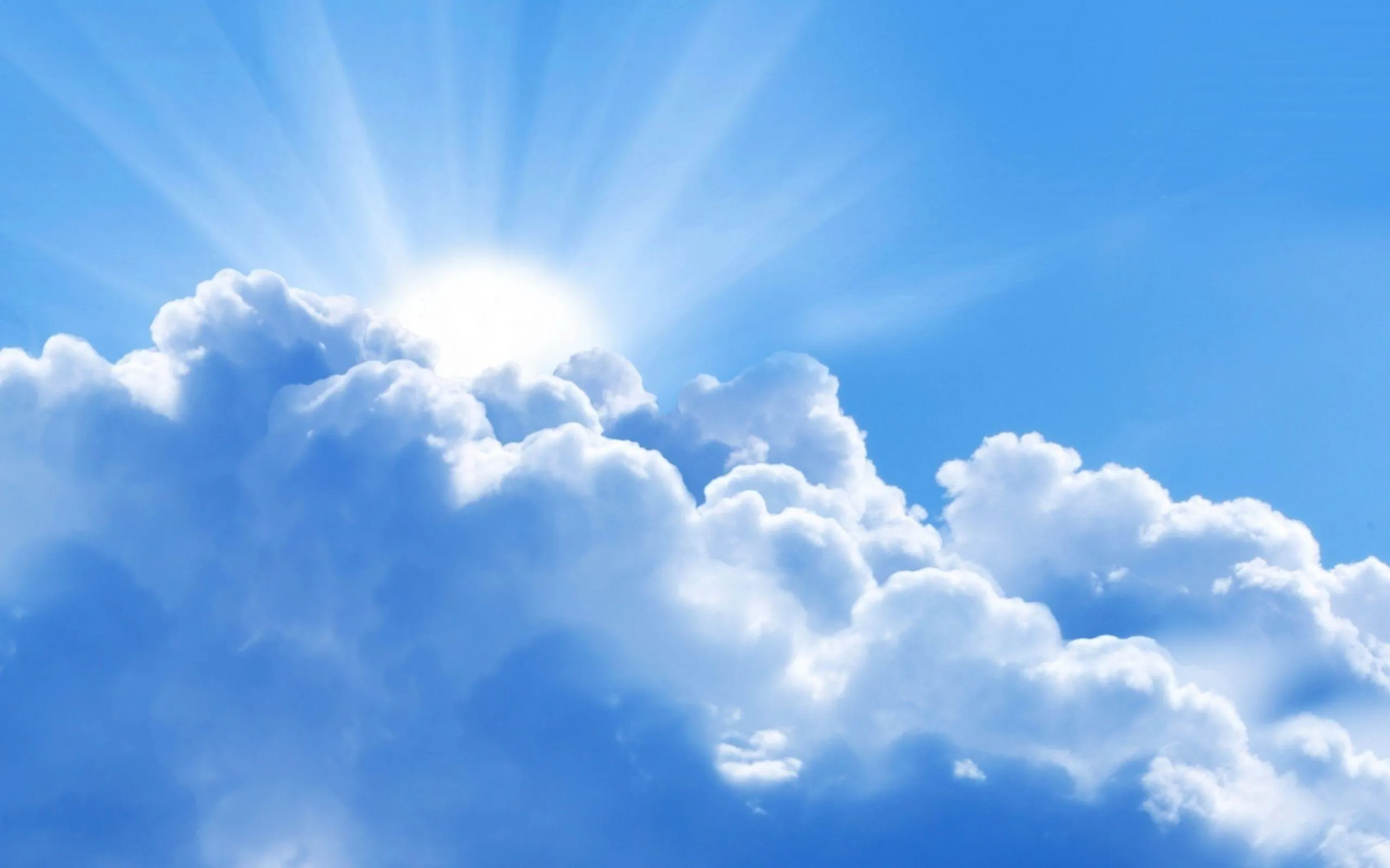 Beautiful Bright Blue Sky with Radiant White Clouds Image