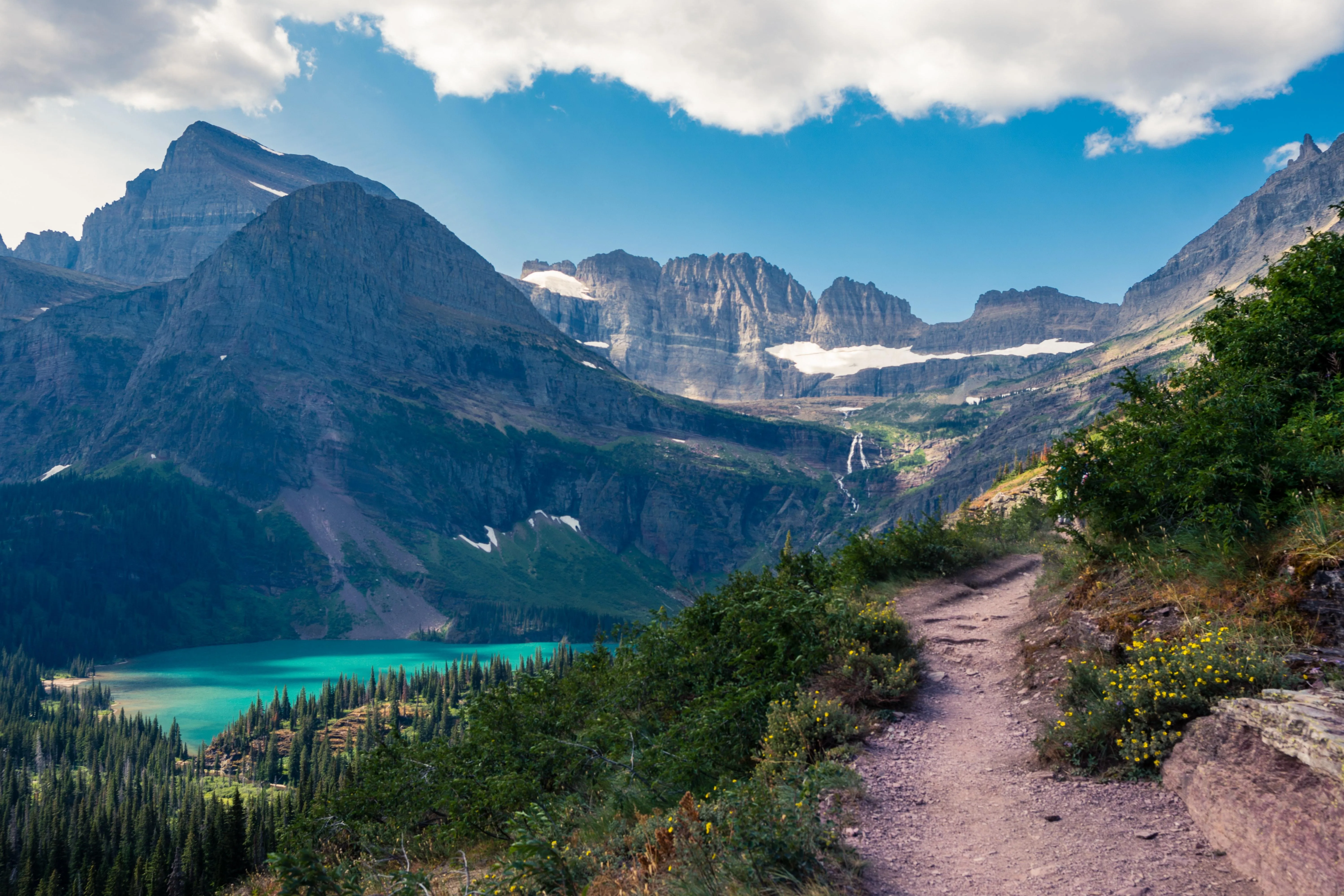 Beautiful Green Mountains and a Winding River Path