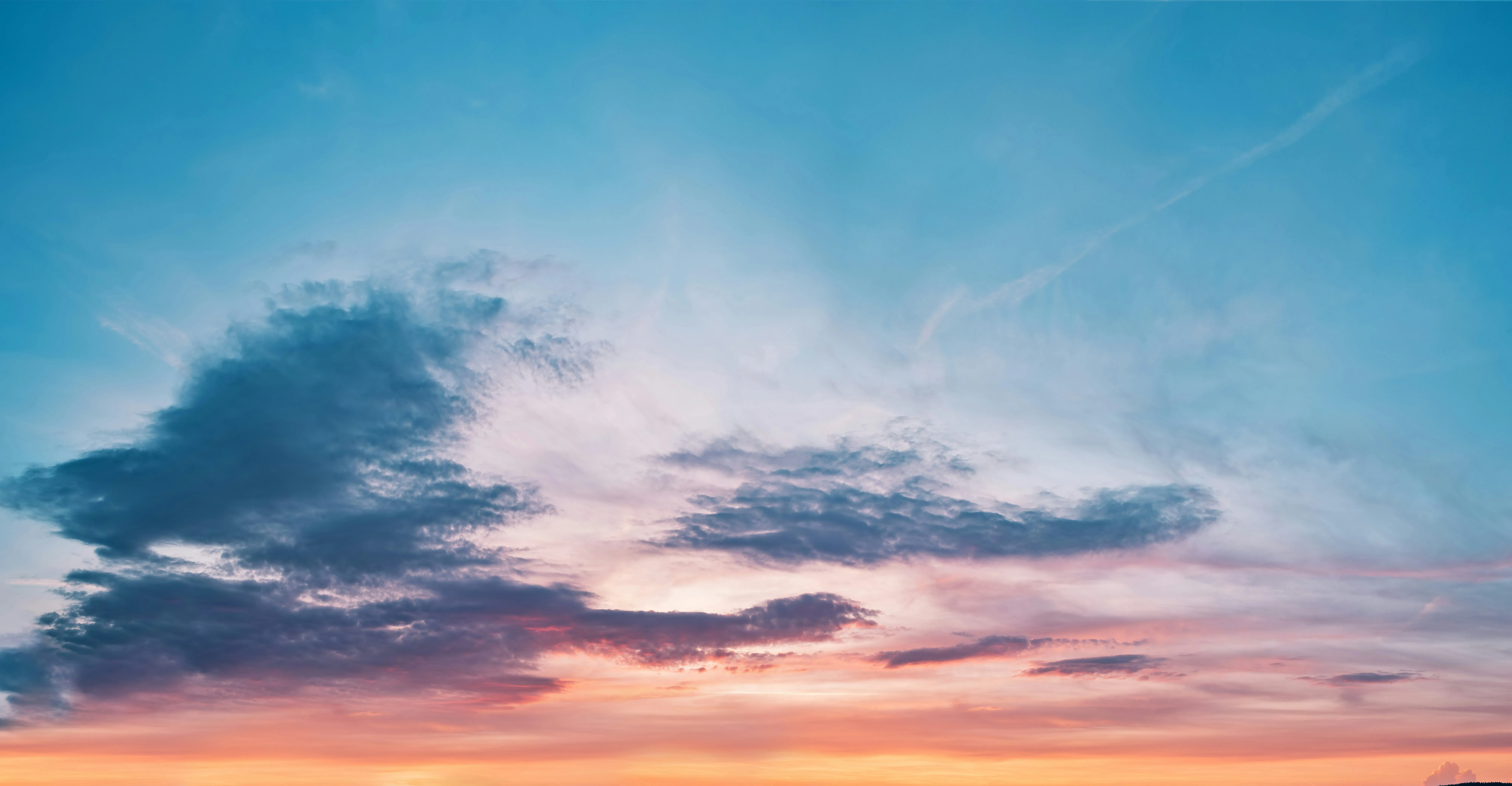 Beautiful Pastel Colored Sunset Clouds Above Trees