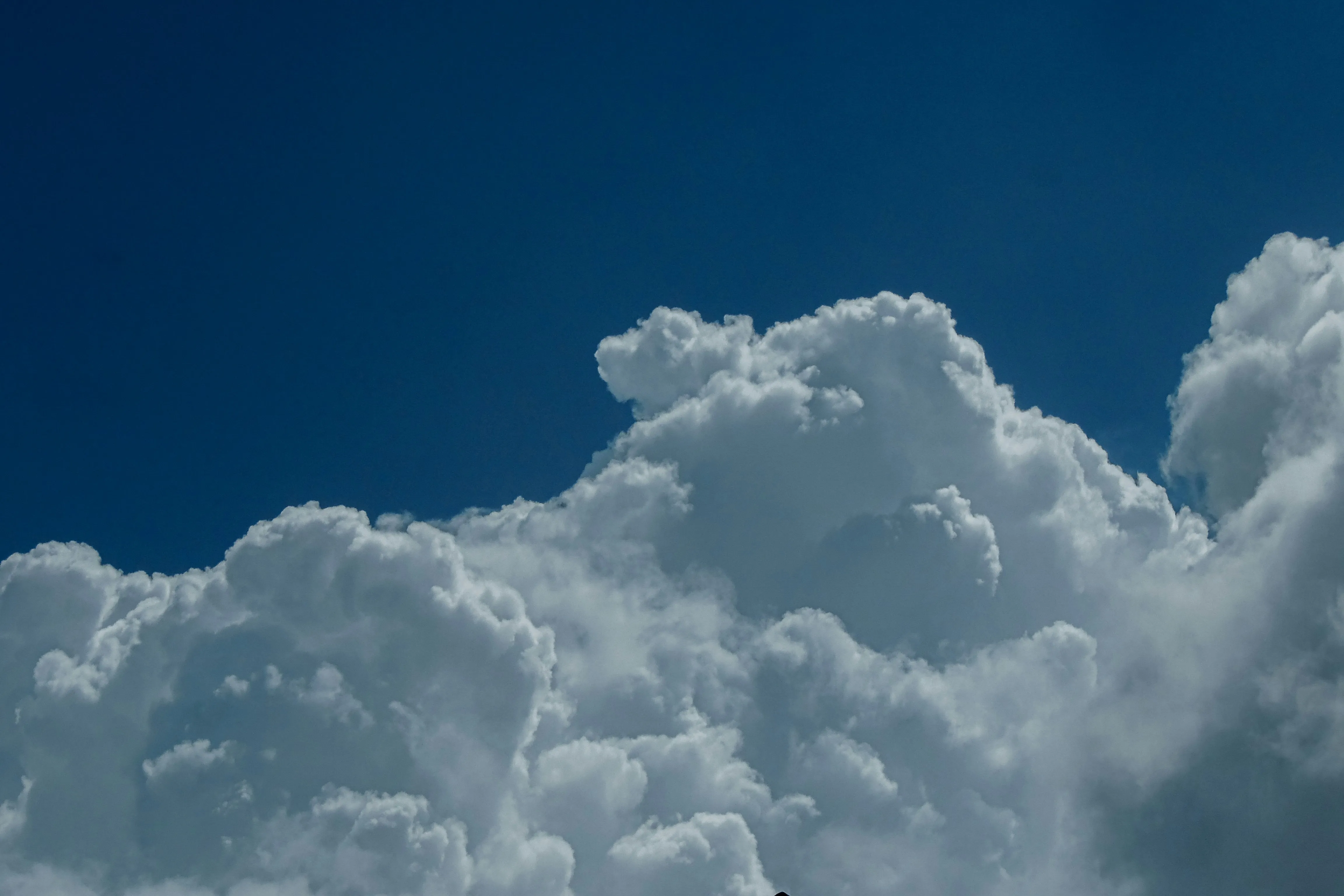 Big Fluffy Clouds Rising Against a Clear Blue Sky Wallpaper