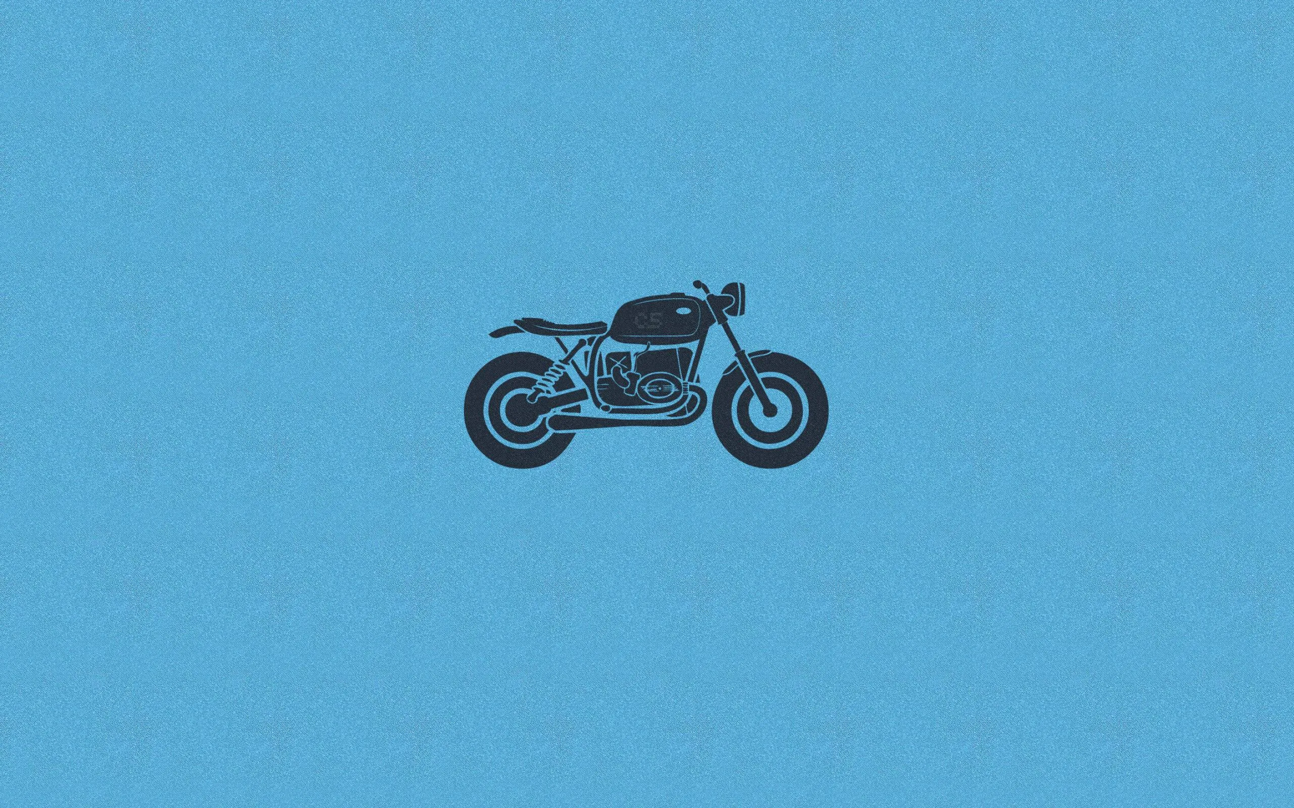 Blue background with detailed black motorcycle silhouette