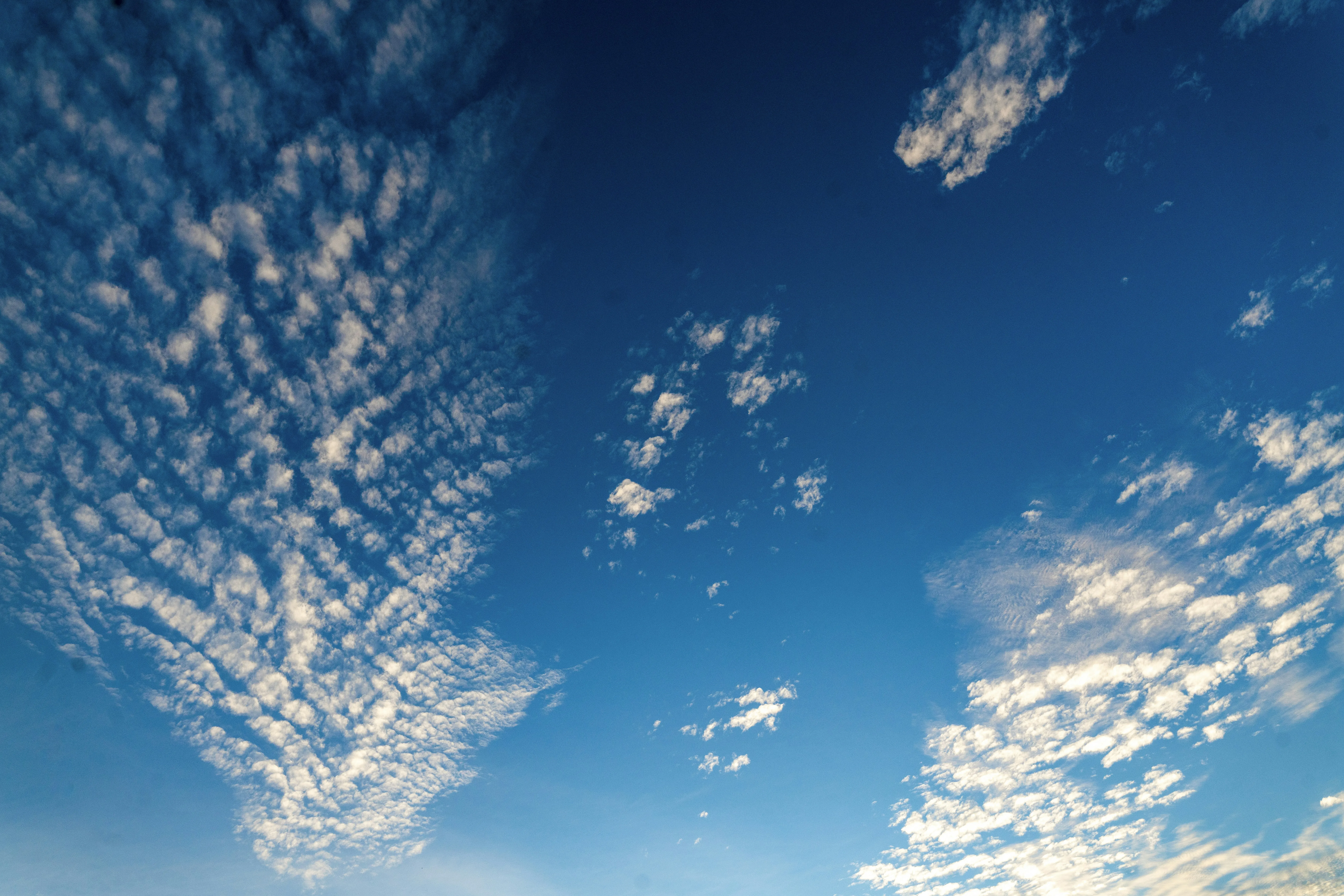 Blue Sky Filled with Patterned Cirrocumulus Clouds Wallpaper