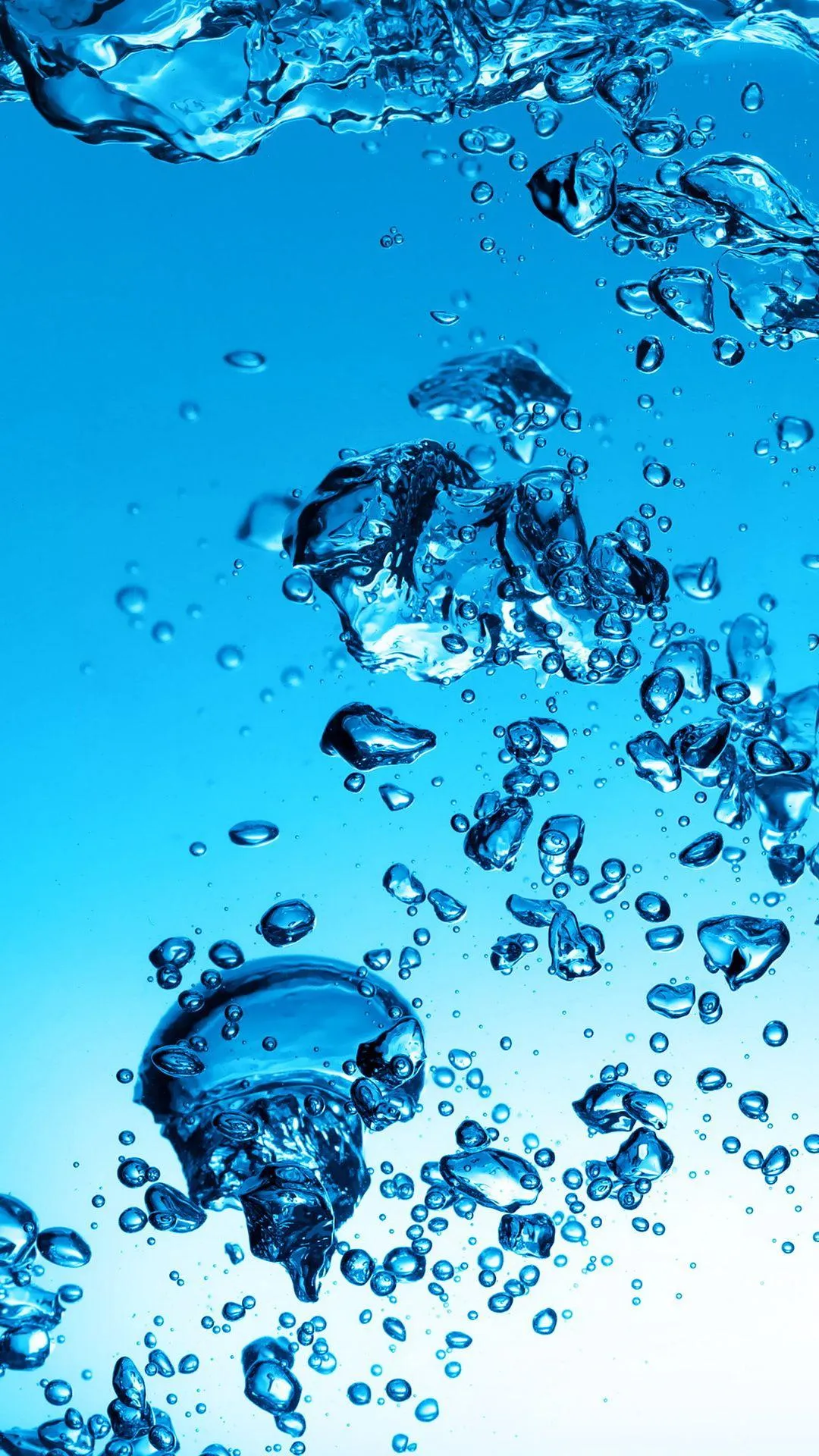 Bubbles Rising Underwater in Clear Blue Rain Droplets