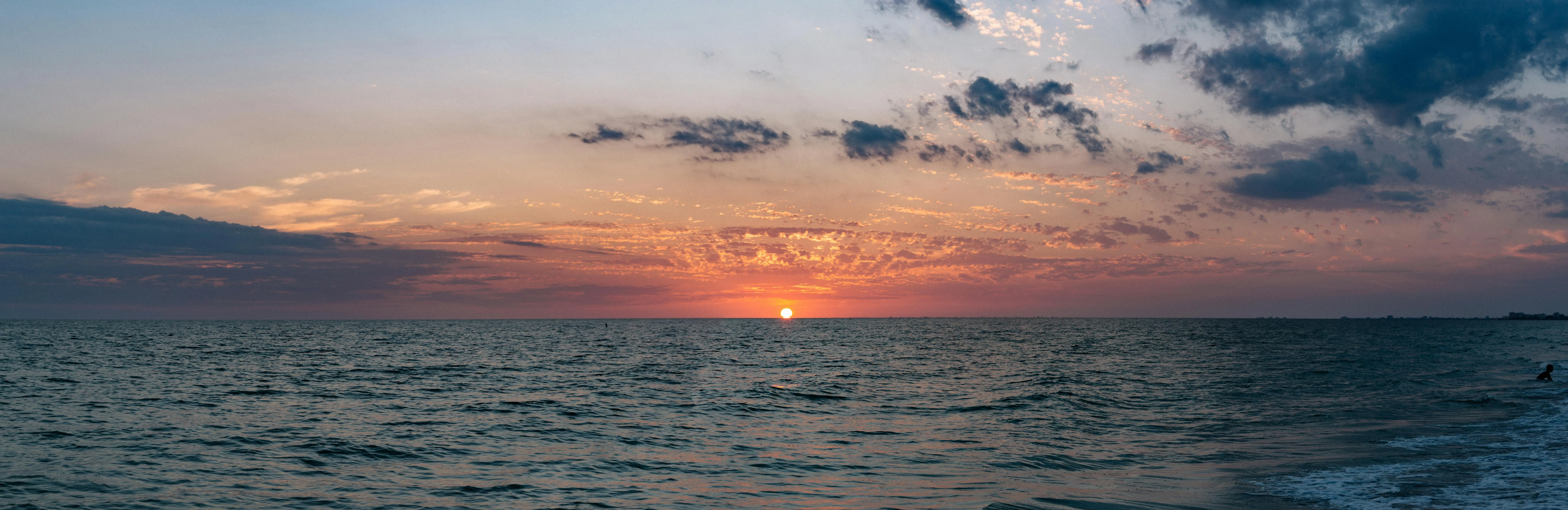 Calm Ocean View with Clouds at Sunset Free HD Image