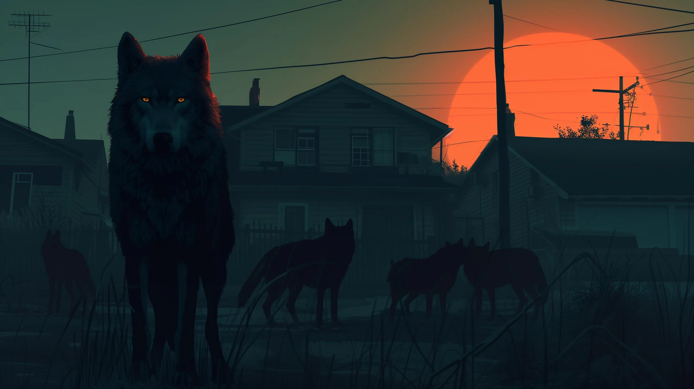 Castle on hill at sunset with pink and purple sky Wallpaper