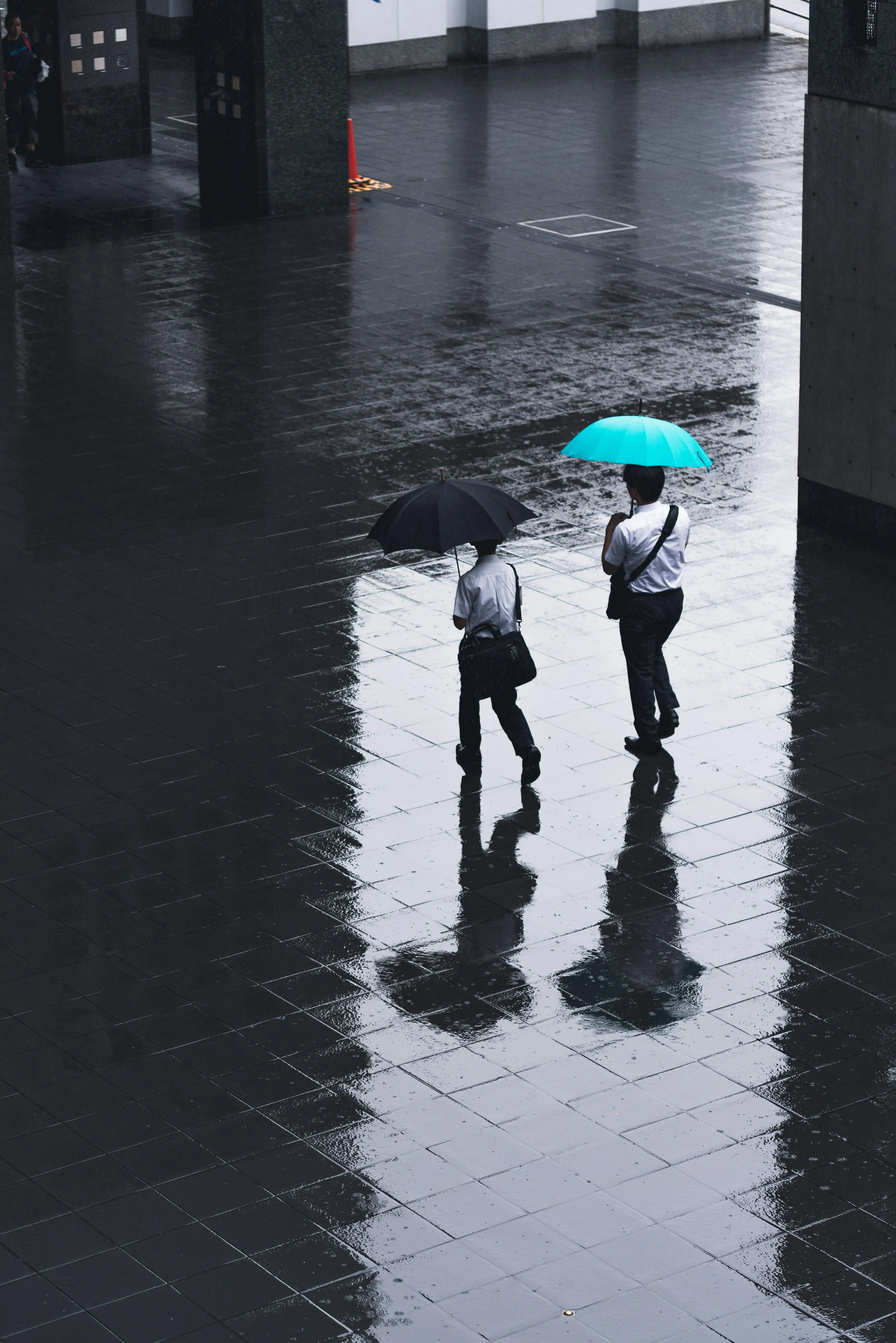 Child in Rain Boots Standing in Puddle Reflection