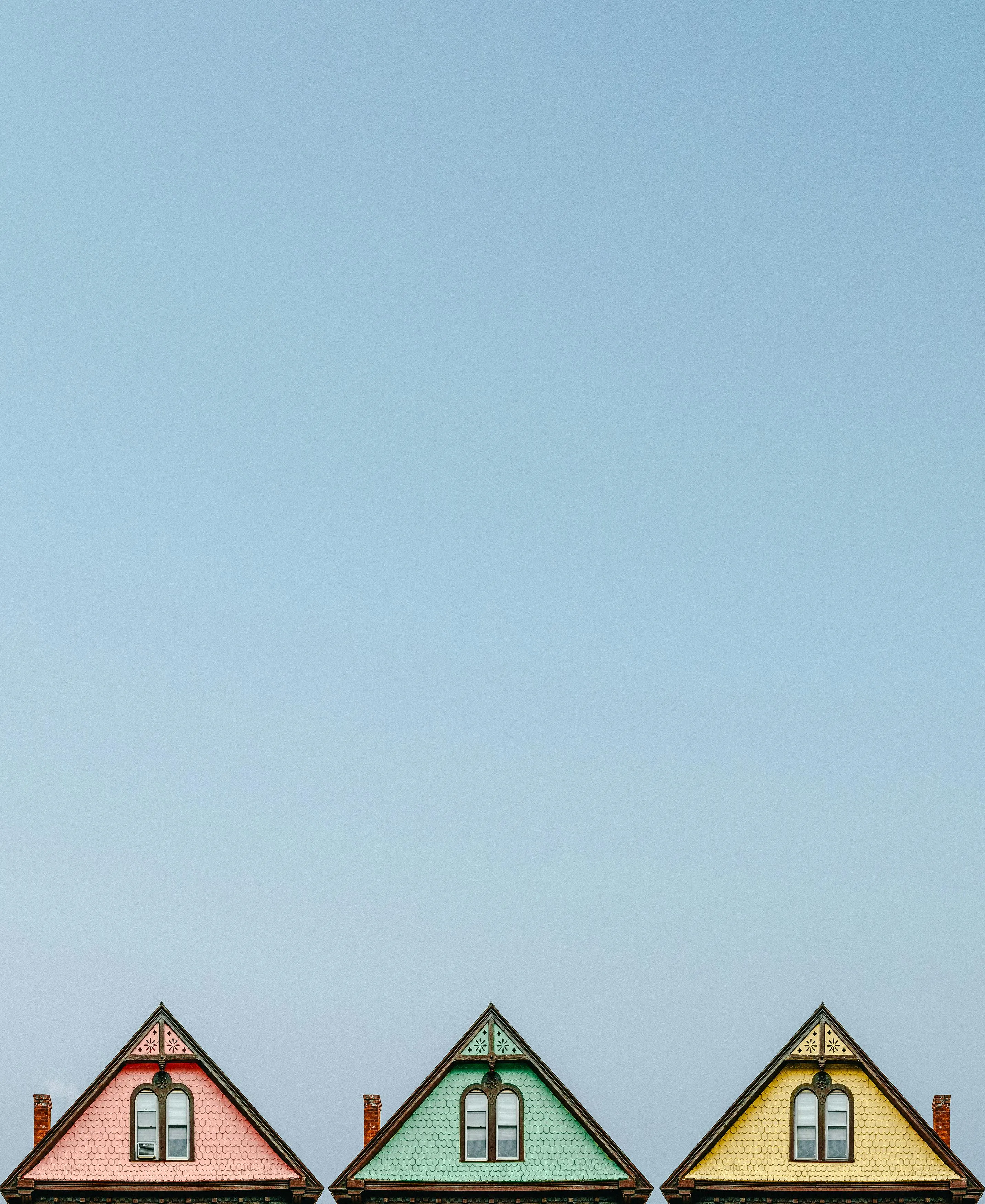 Clear Blue Sky Over Colorful Nordic Style Small Houses