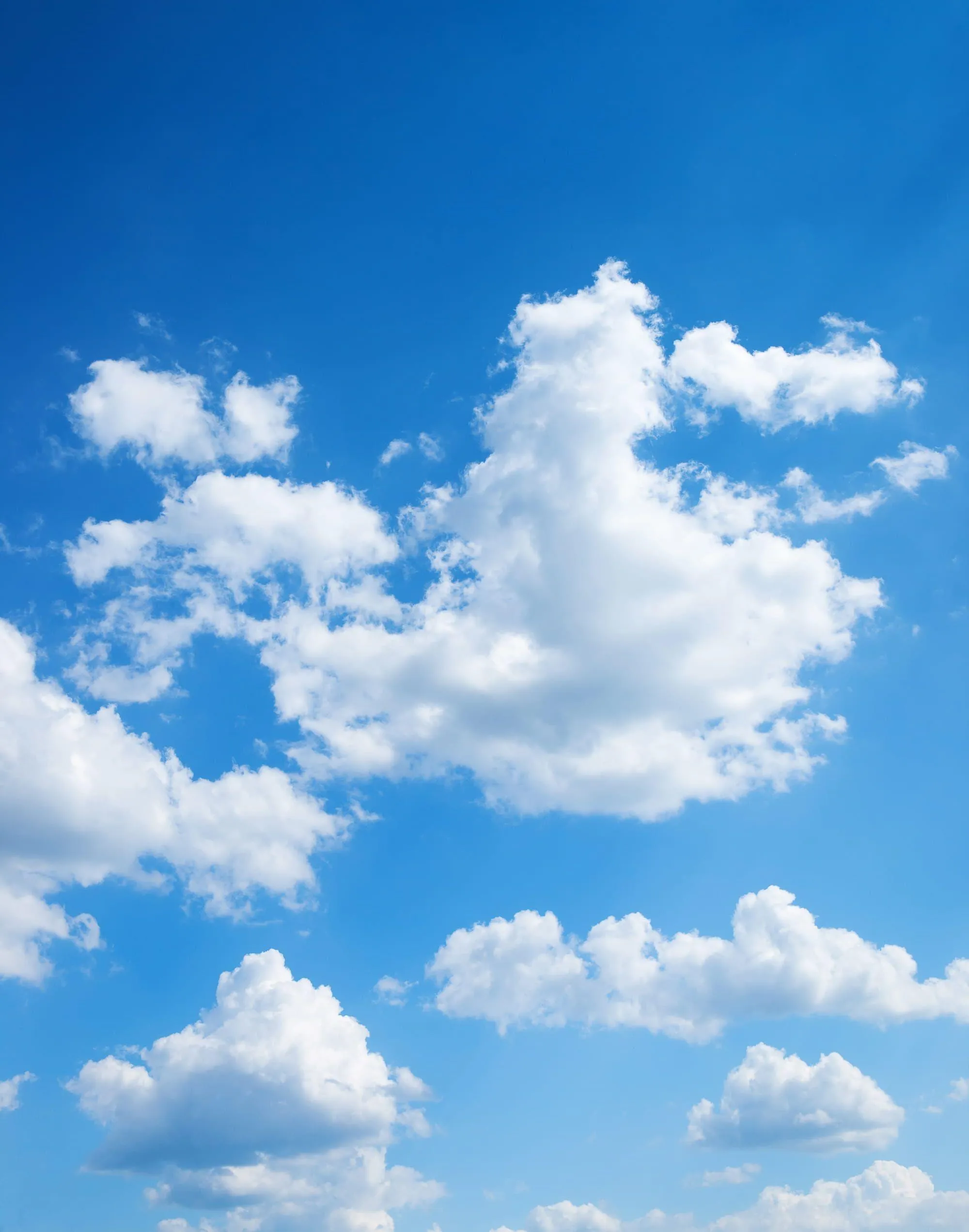 Clear Blue Sky with Numerous White Puffy Clouds Wallpaper