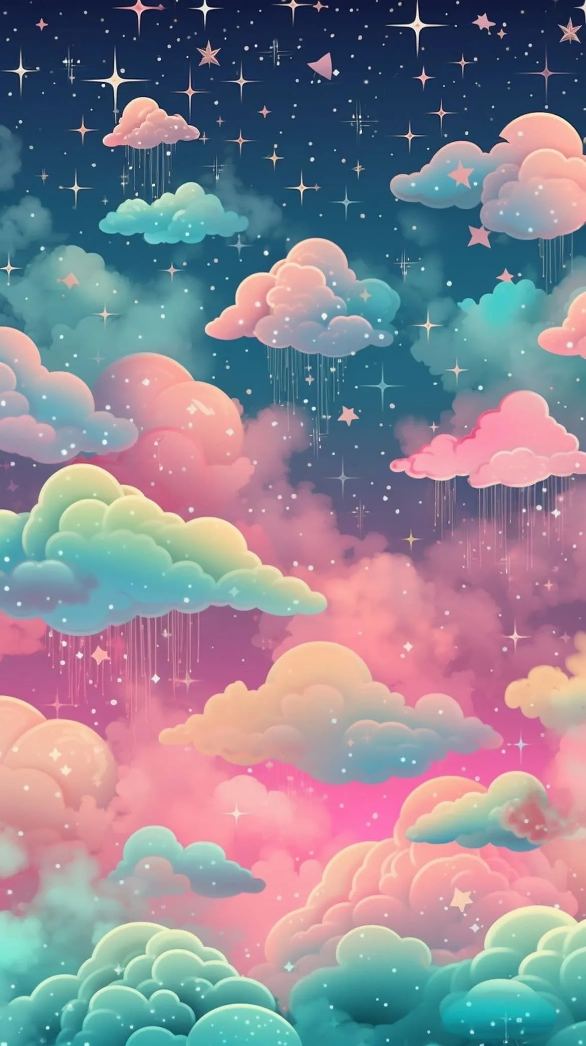 Colorful Pink and Blue Dreamlike Clouds in Fantasy Sky