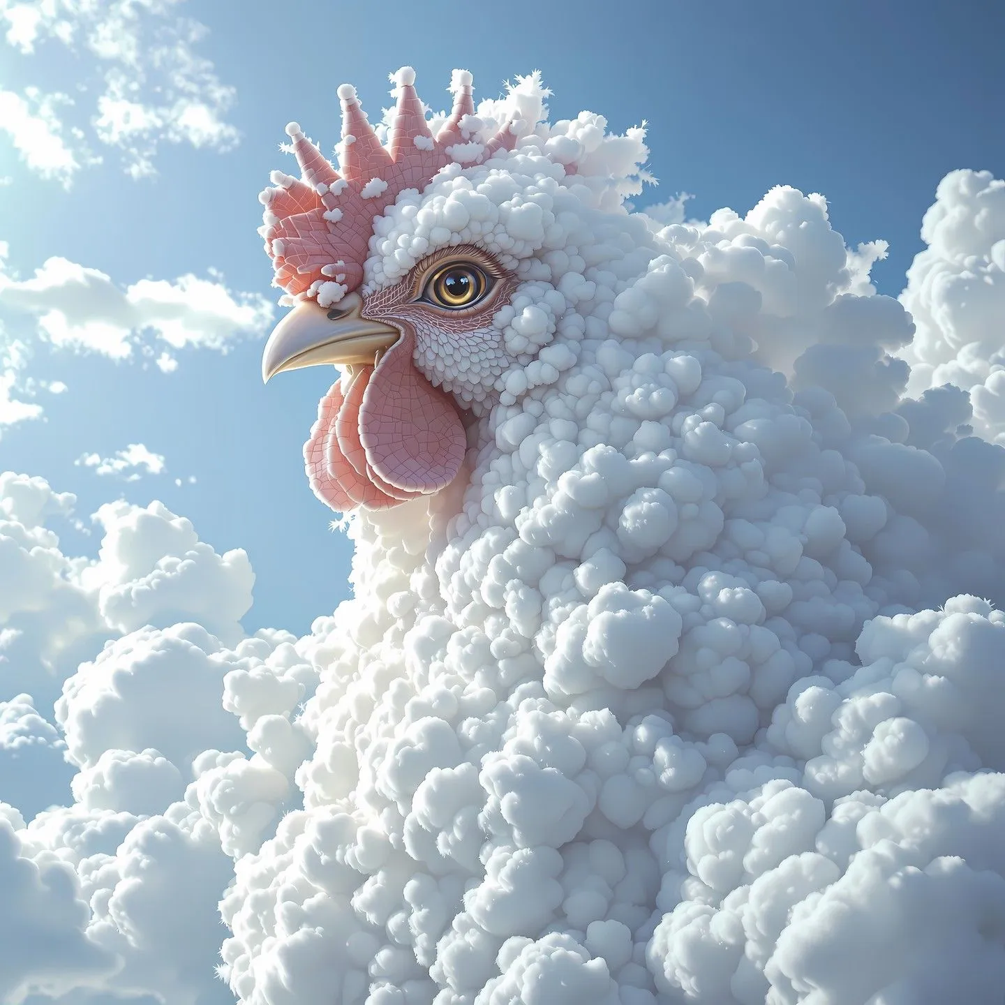 Creative Image of a Chicken Made From White Clouds Wallpaper