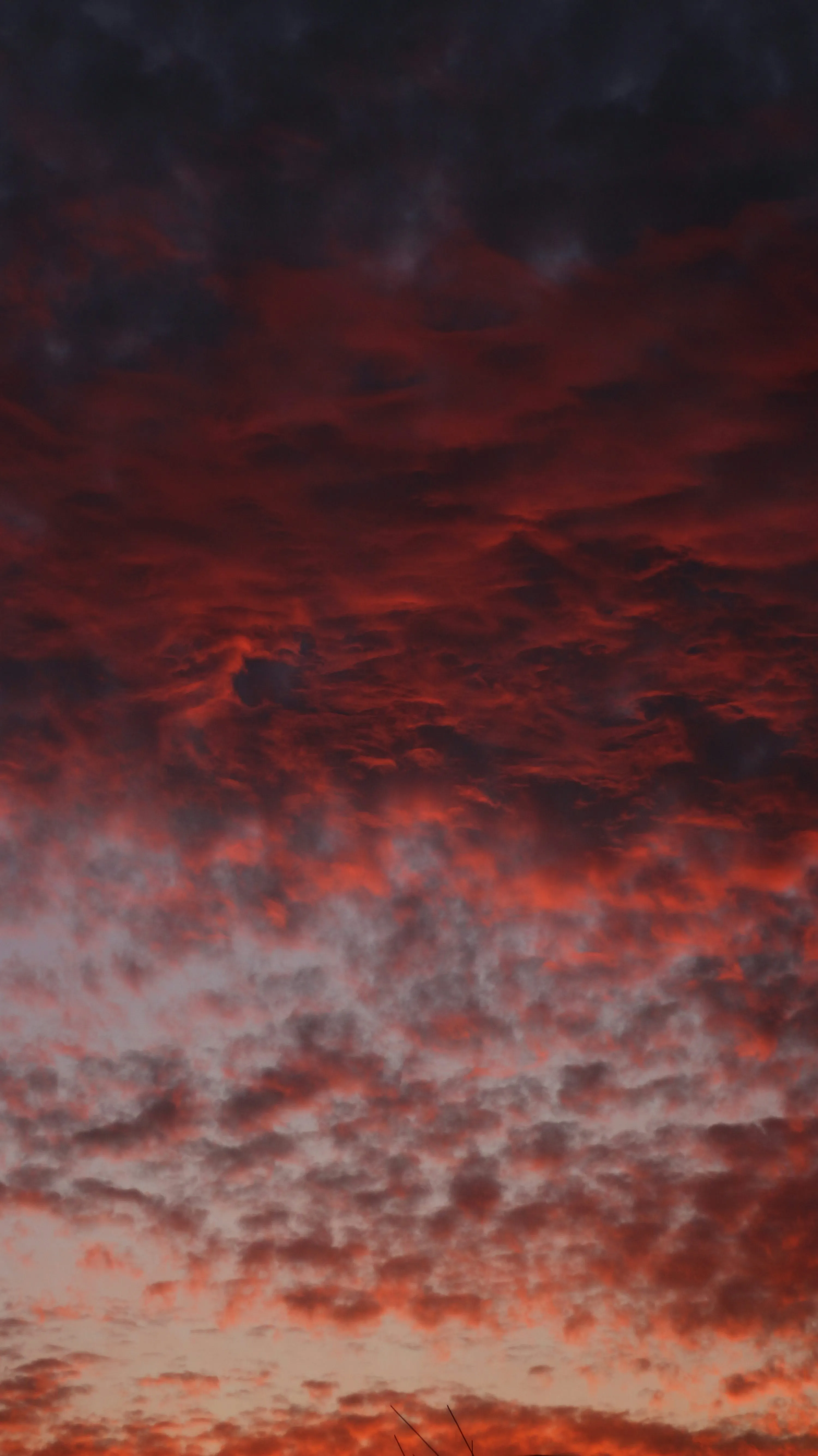 Deep Red Clouds Lighting the Evening Sky Before Sunset