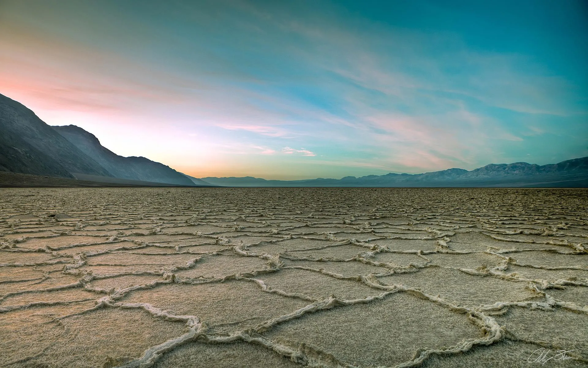 Desert landscape with layered stone formations image