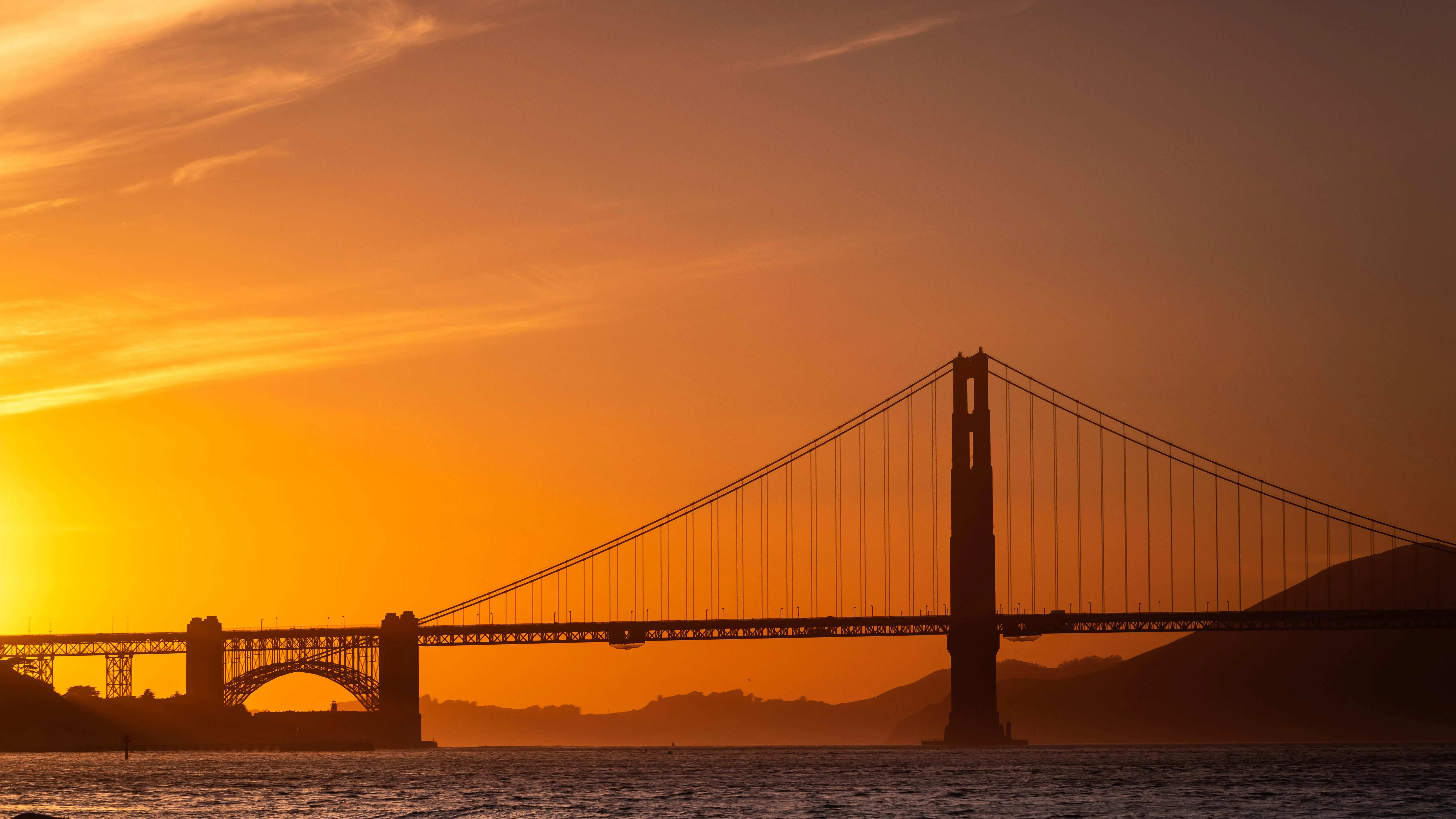 Golden Gate Bridge Silhouette at Sunset free Wallpaper