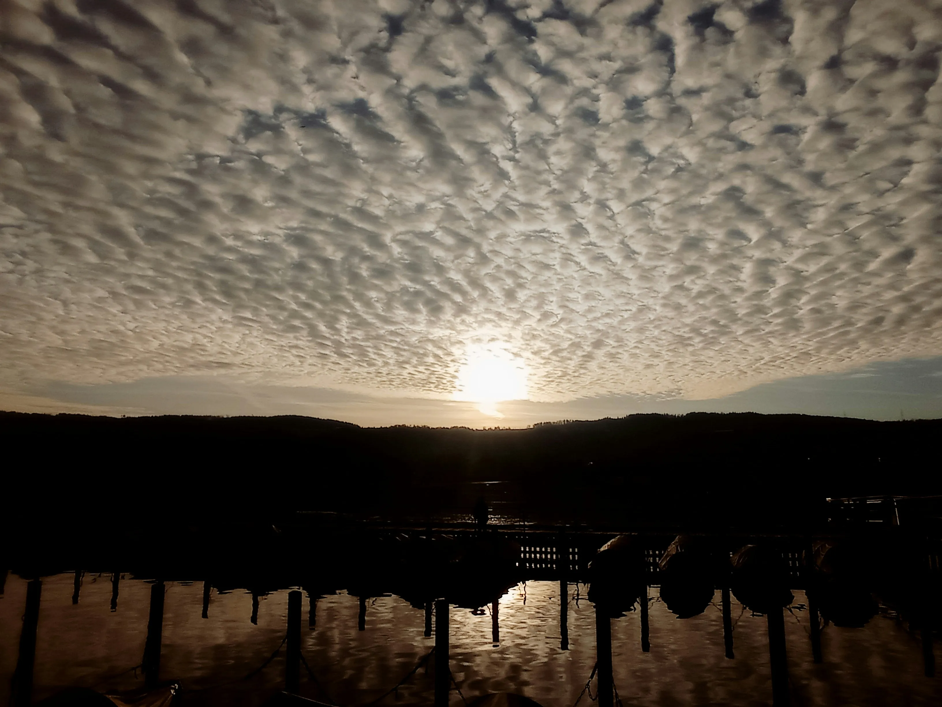 Golden Sunset Shining Through Altocumulus Cloud Layer Image