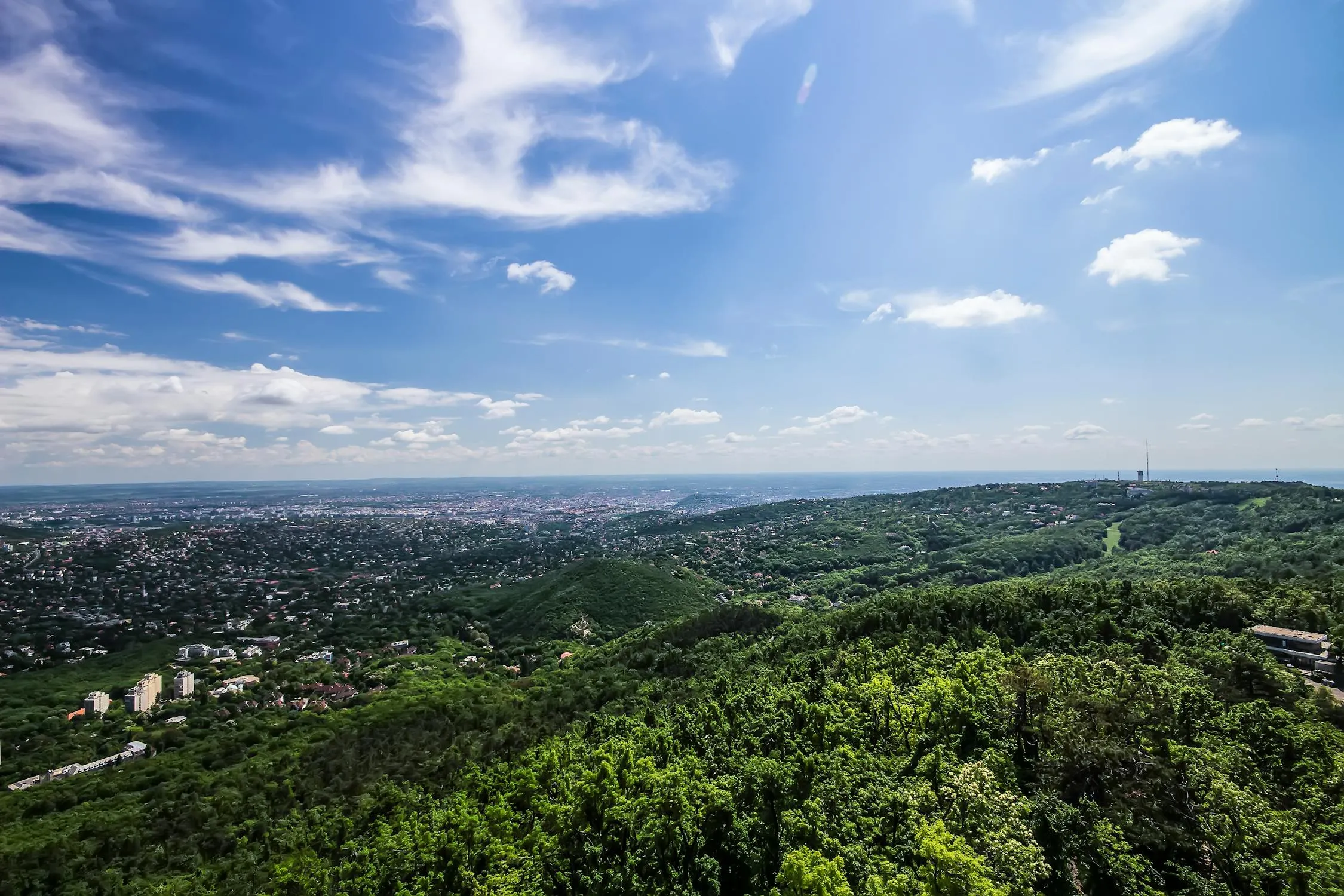 Green Landscape View Under a Partly Cloudy Sky Image