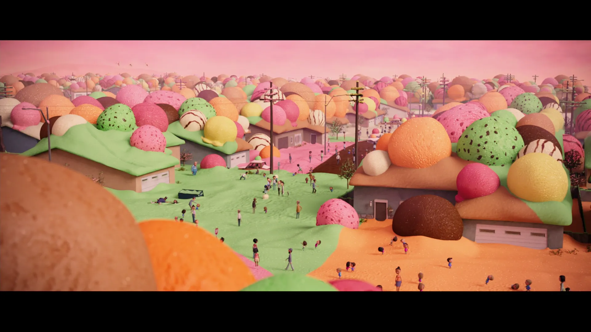 Imaginative Ice Cream Town with Colorful Animated Scenery