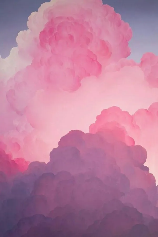Large Pink Clouds Illuminated By Warm Sunset Light Wallpaper