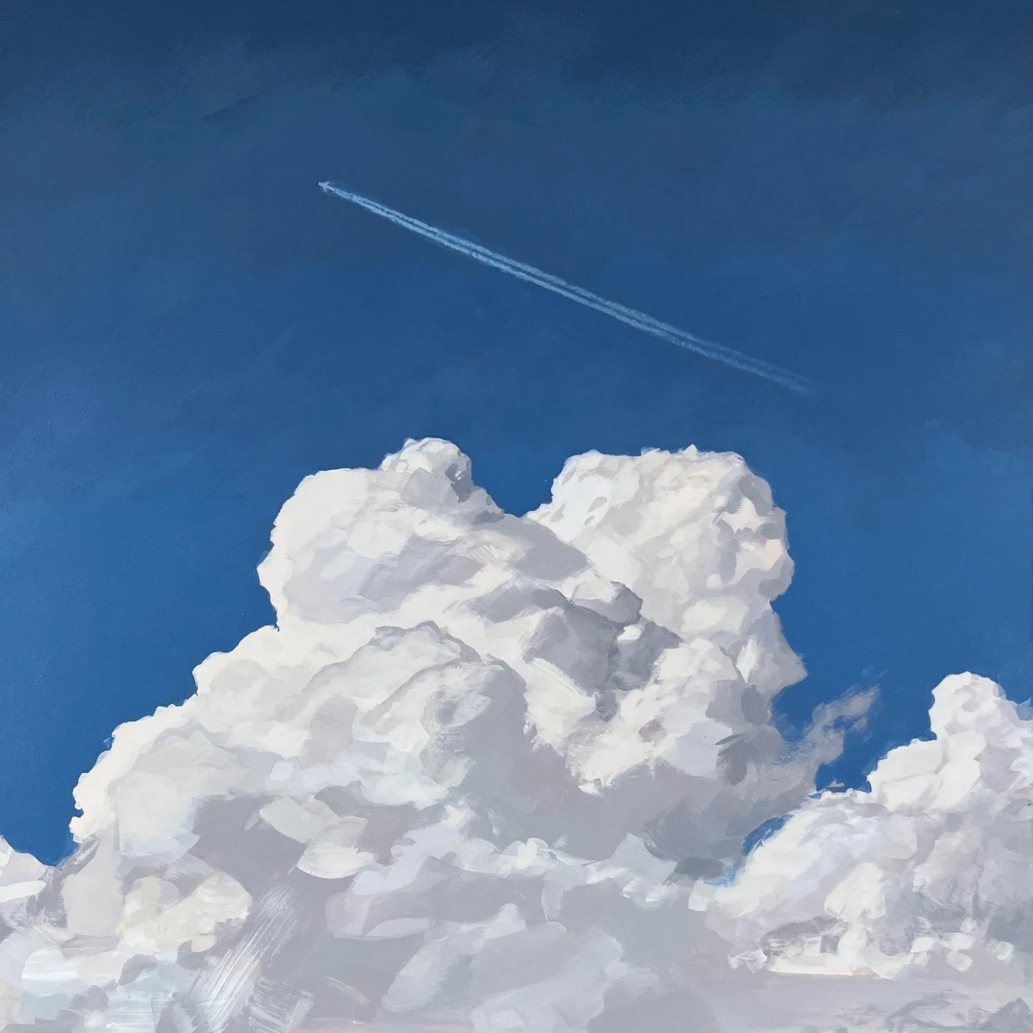 Large White Cumulus Cloud Under Clear Bright Blue Sky