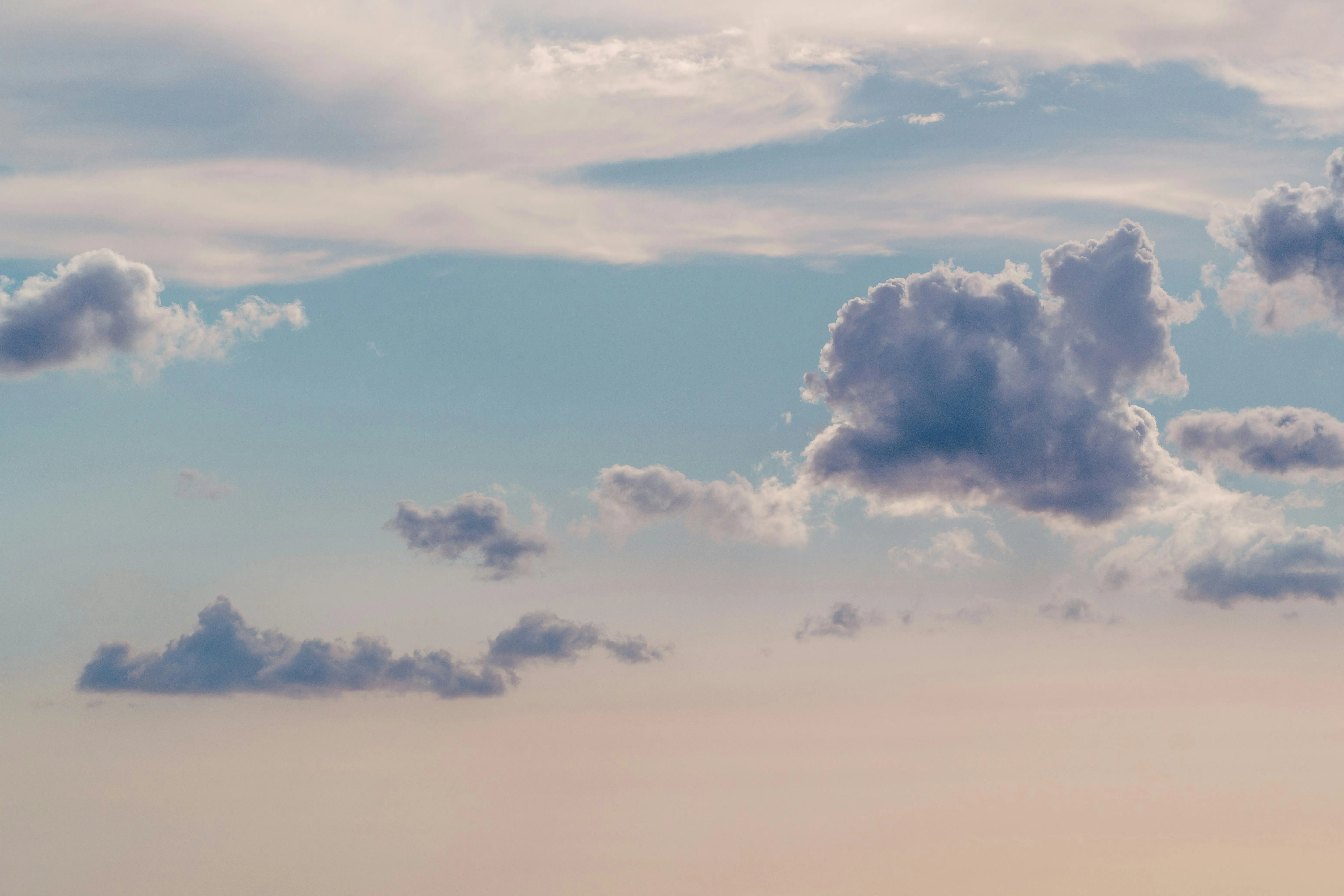 Light Blue Sky with Small Clouds at Dusk Or Dawn Free 4K