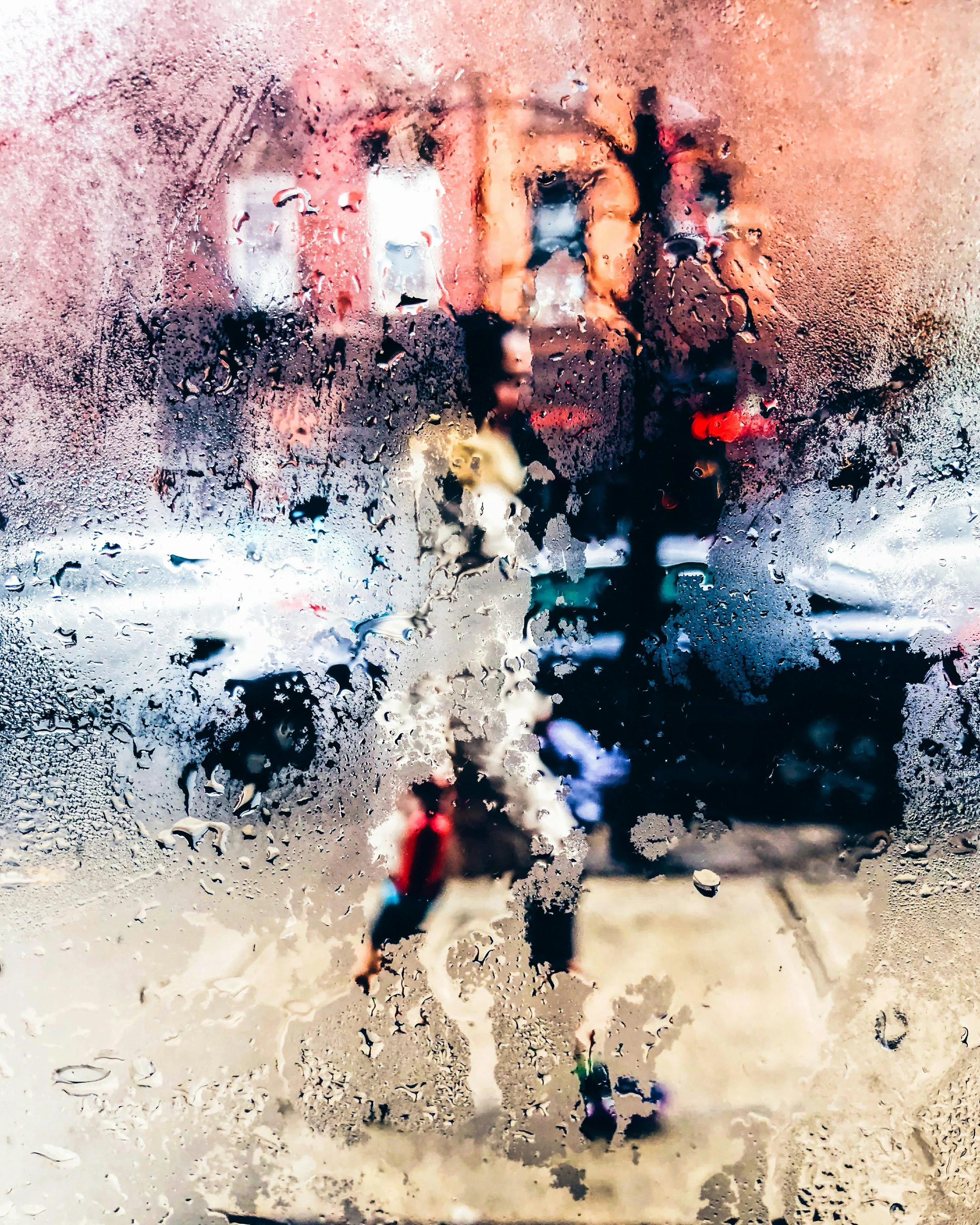 Motion Blur of People Running Through Heavy Rain Wallpaper