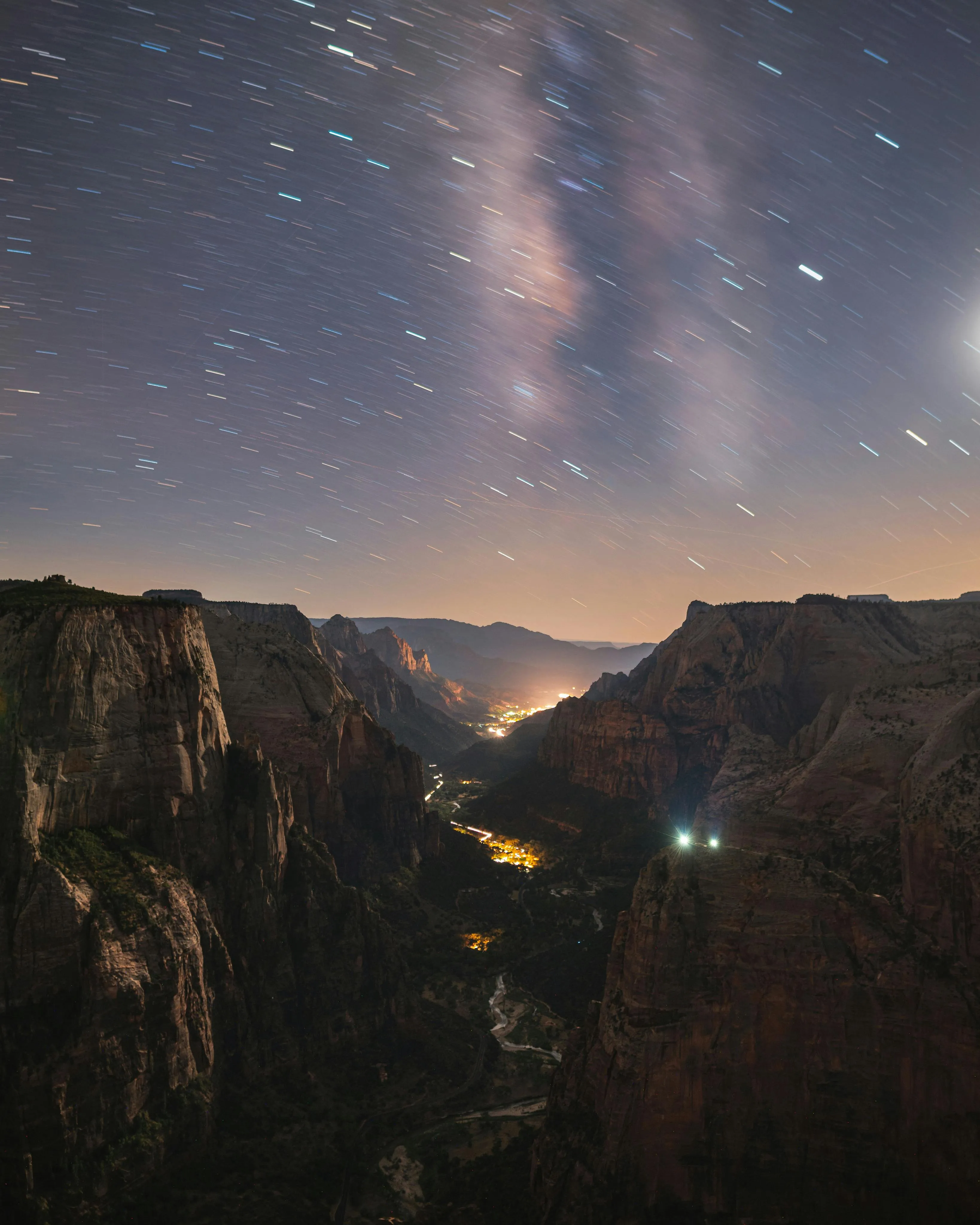Night Sky with Galaxy and Mountain Cloud Contrast Image