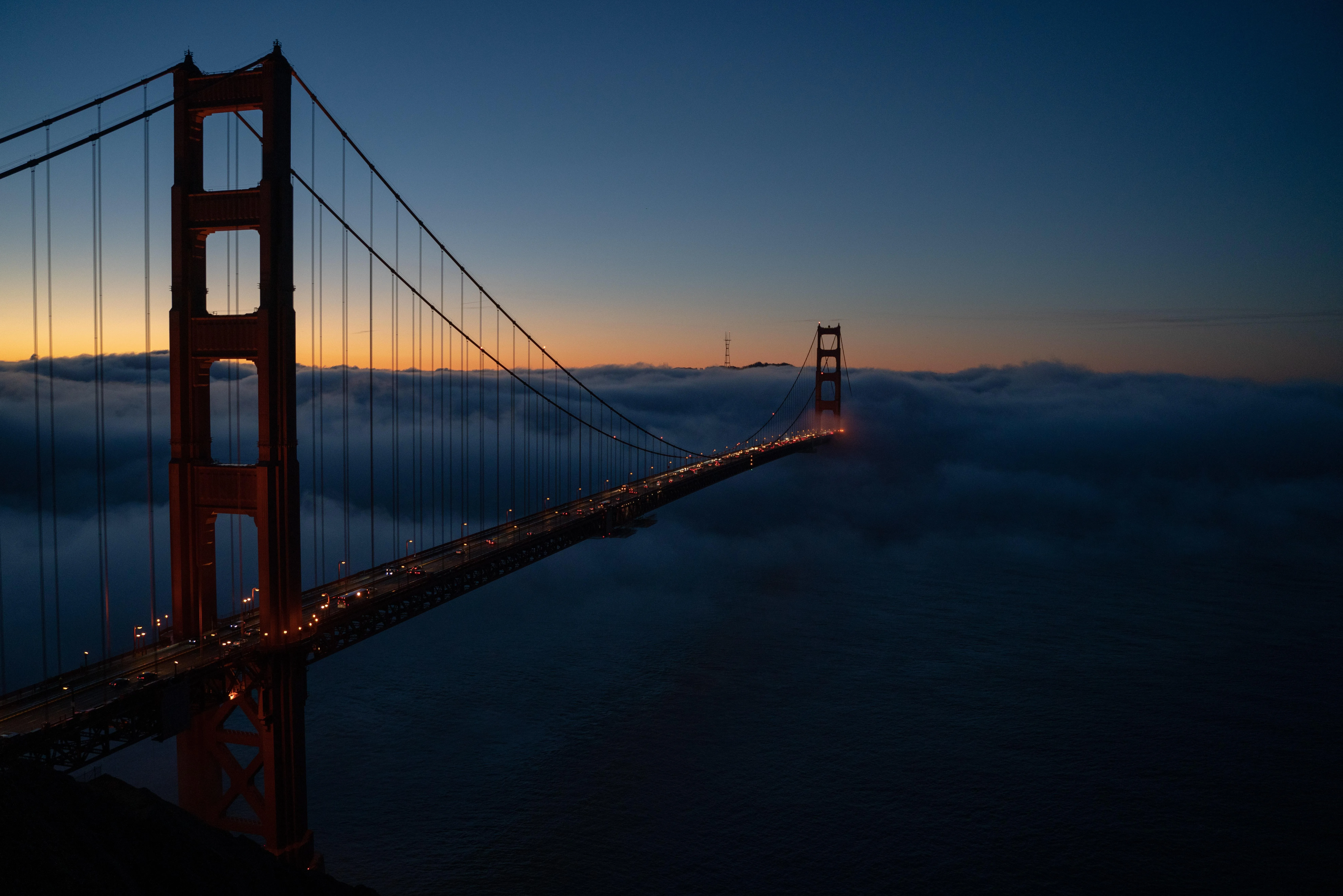 Night View of Golden Gate Bridge with City Lights Wallpaper