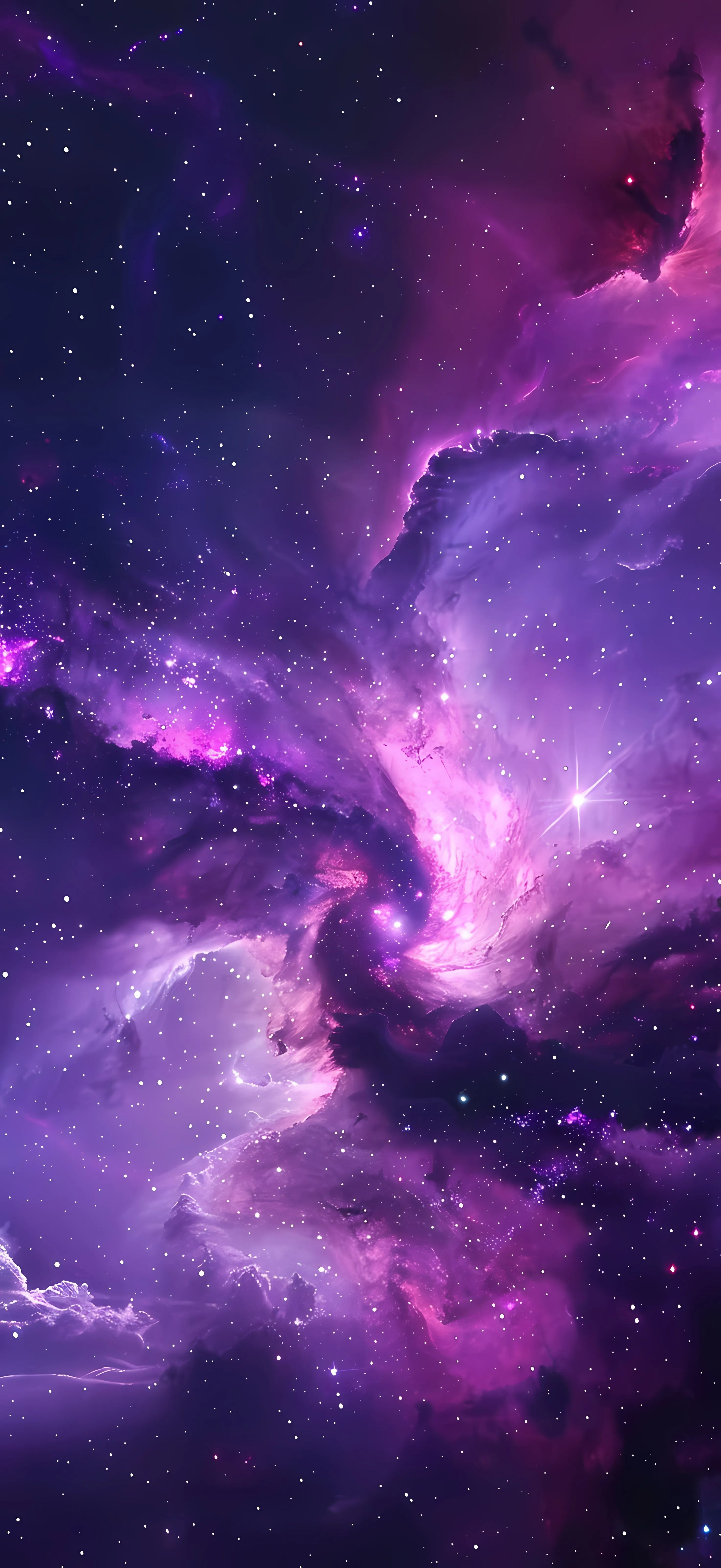Purple Galaxy Style Clouds in Fantasy Cosmic Sky Image