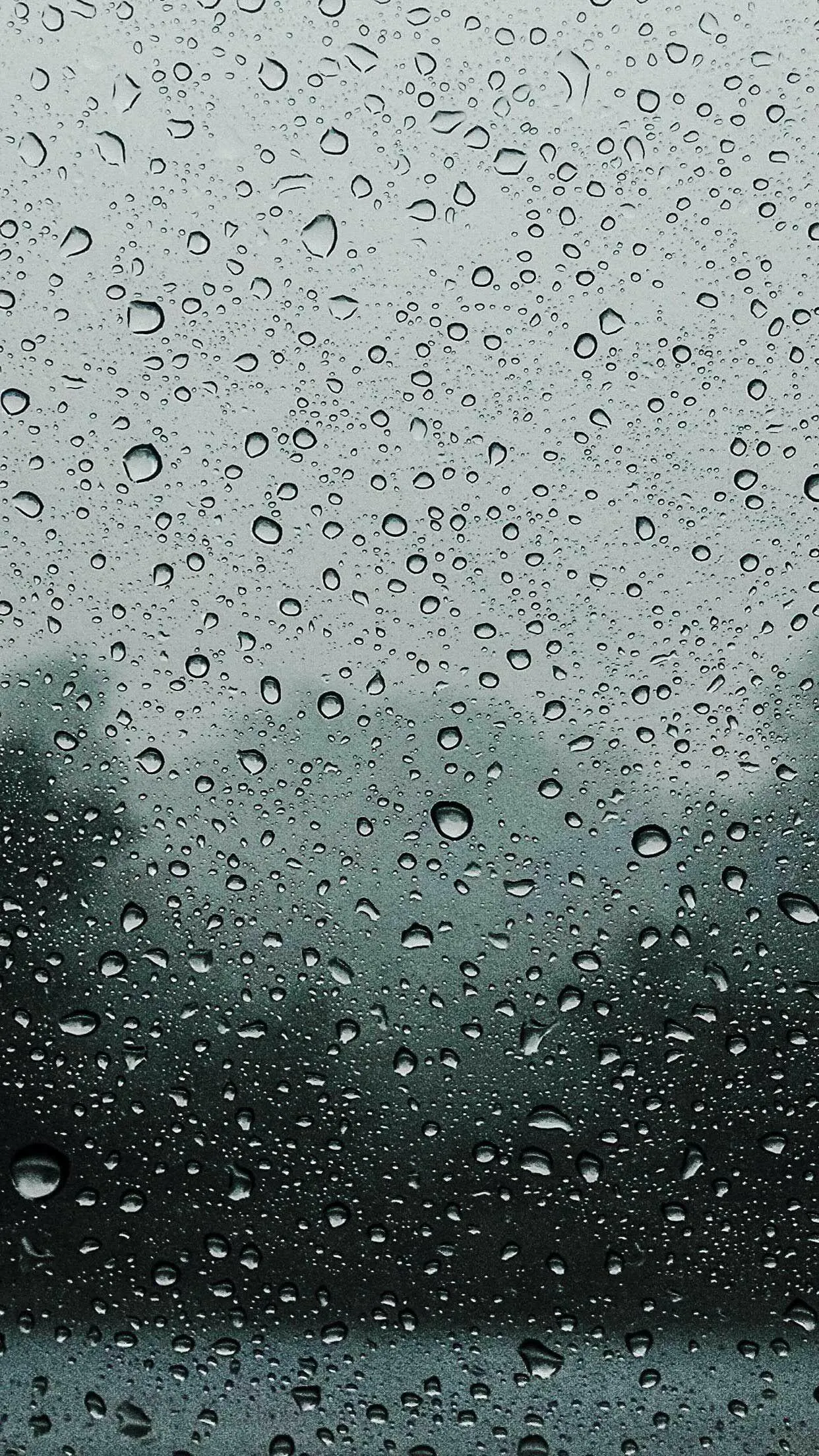 Raindrops on Window with Cloudy Sky Free Wallpaper