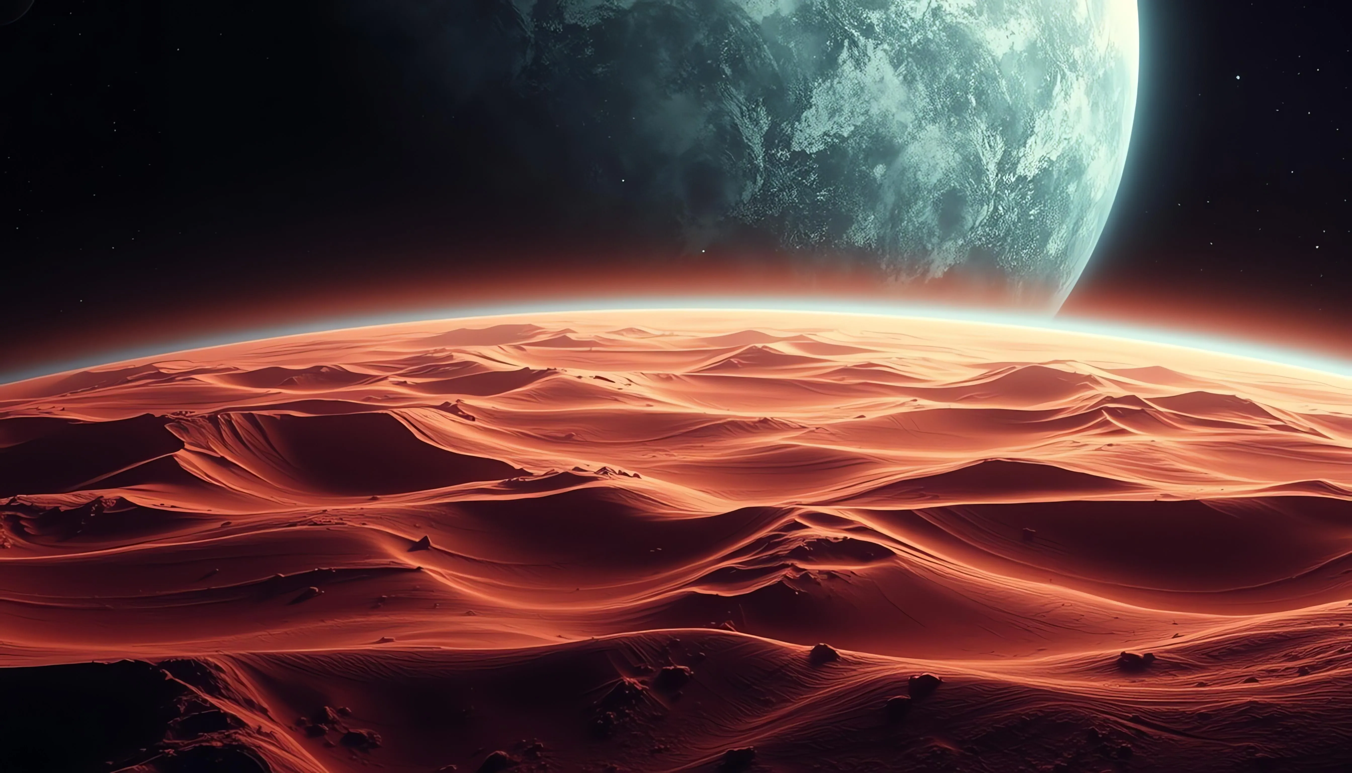 Red Planet Landscape Under a Cosmic Night Sky image