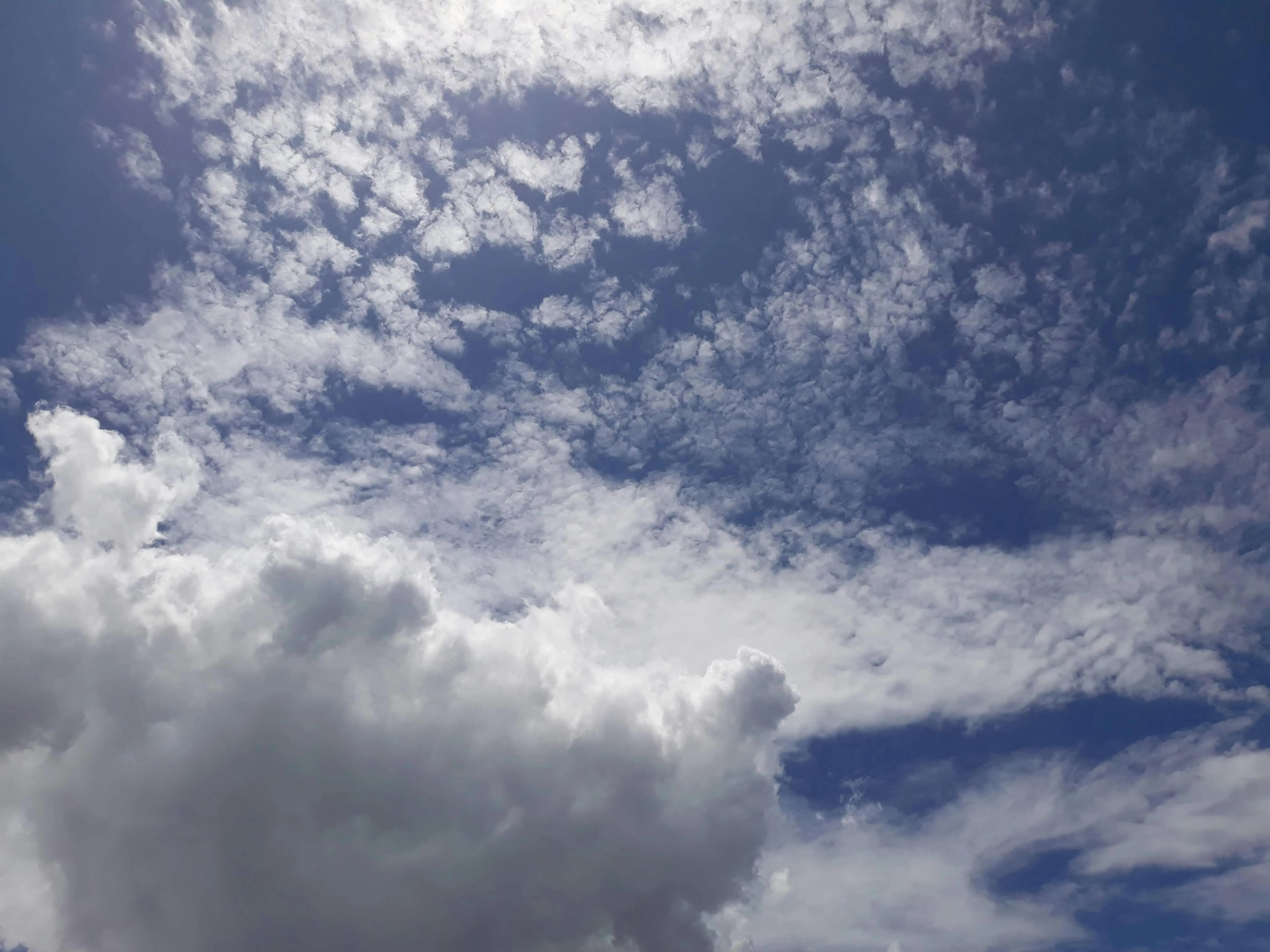 Scattered High Clouds in a Deep Blue Summer Sky Wallpaper